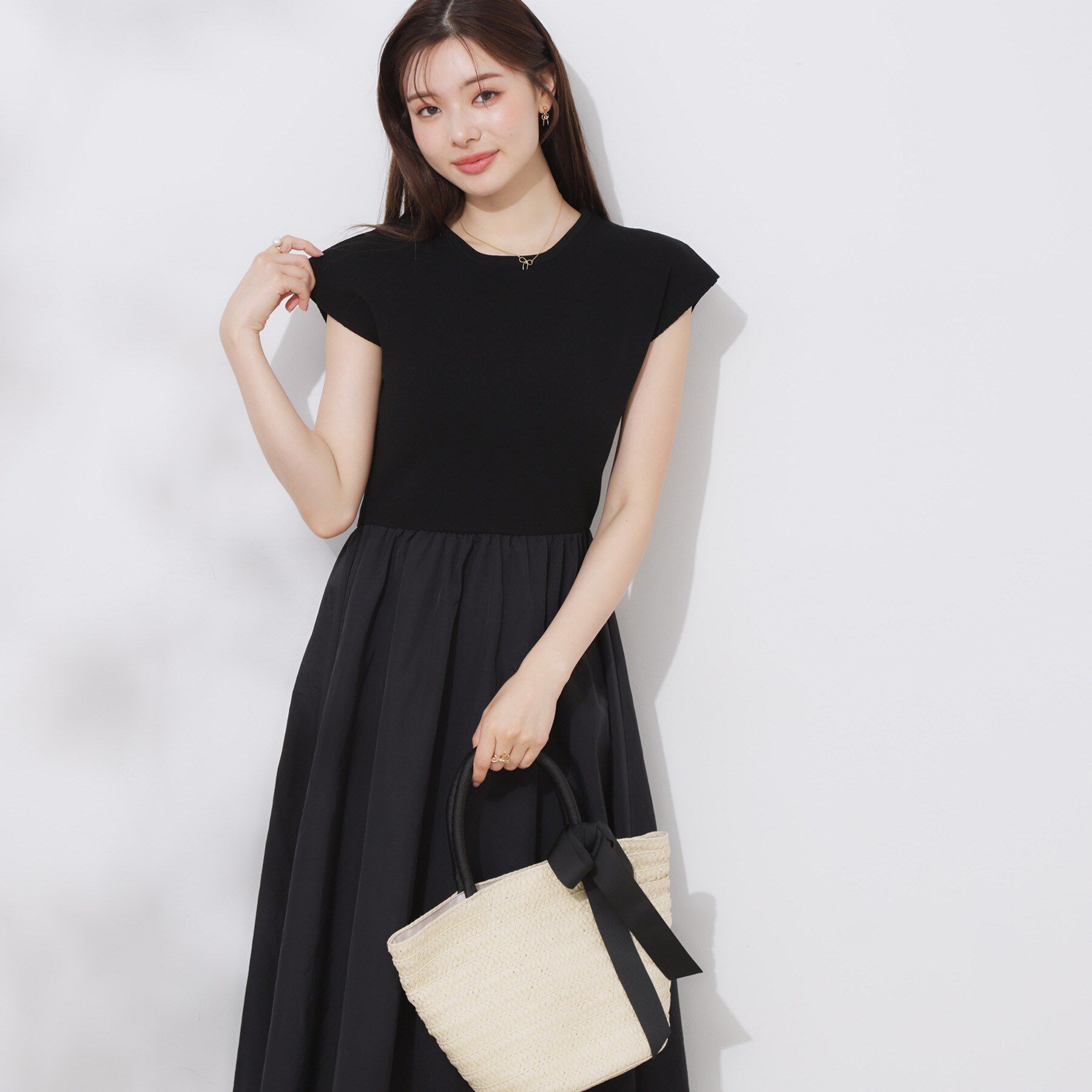 Couture broach「【接触冷感・楽ちん・一枚でキマる】ドッキングニットワンピース」|ワンピース|