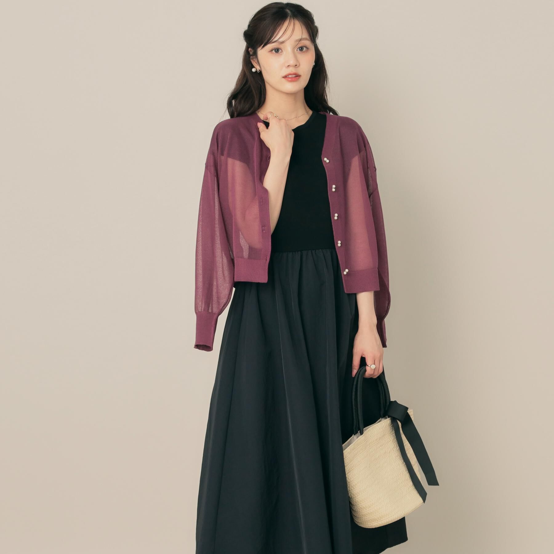 Couture broach「【接触冷感・楽ちん・一枚でキマる】ドッキングニットワンピース」|ワンピース|