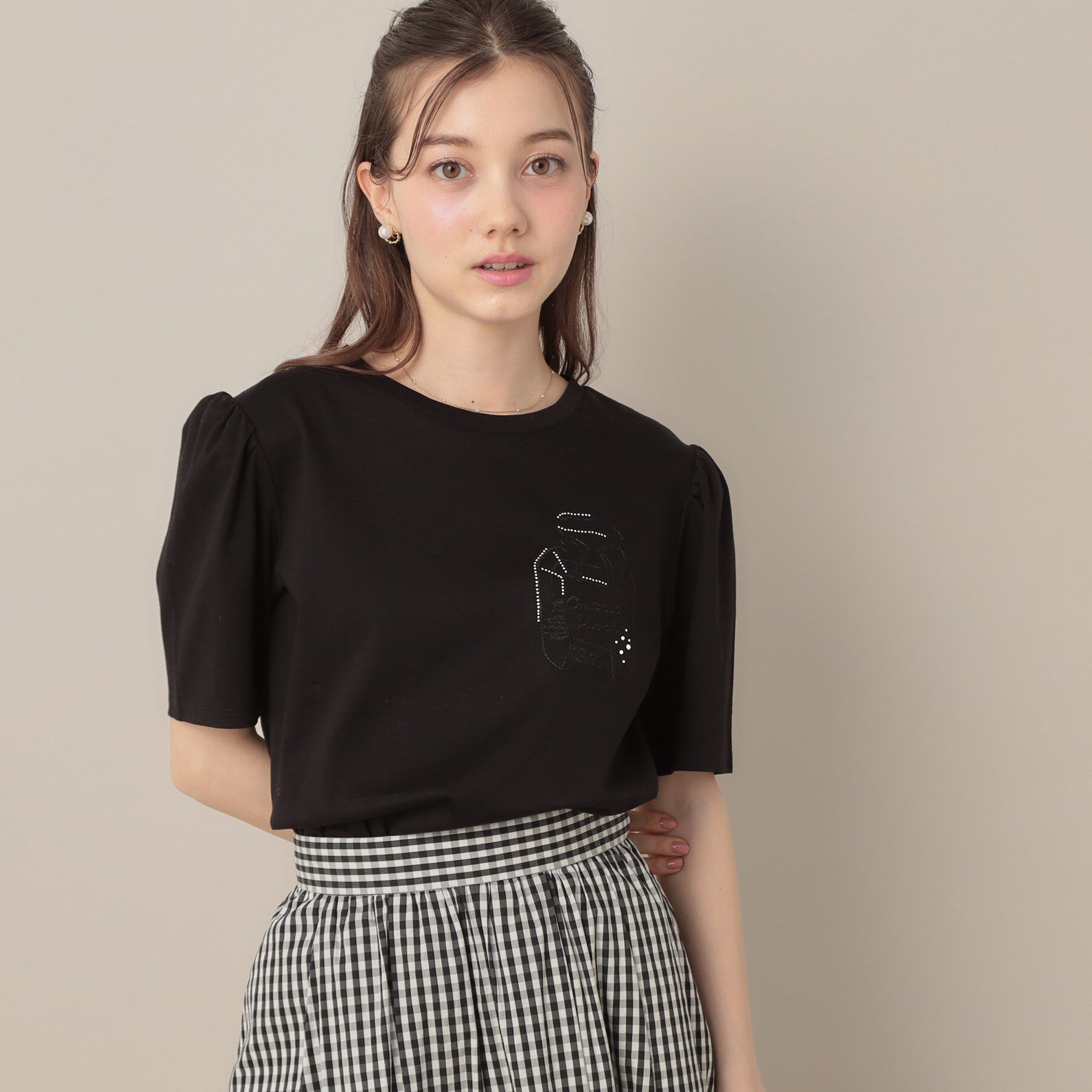 Couture broach「【接触冷感・UV機能あり・マシンウォッシャブル】60シルケット パフュームエンブロTシャツ」|Tシャツ・カットソー|