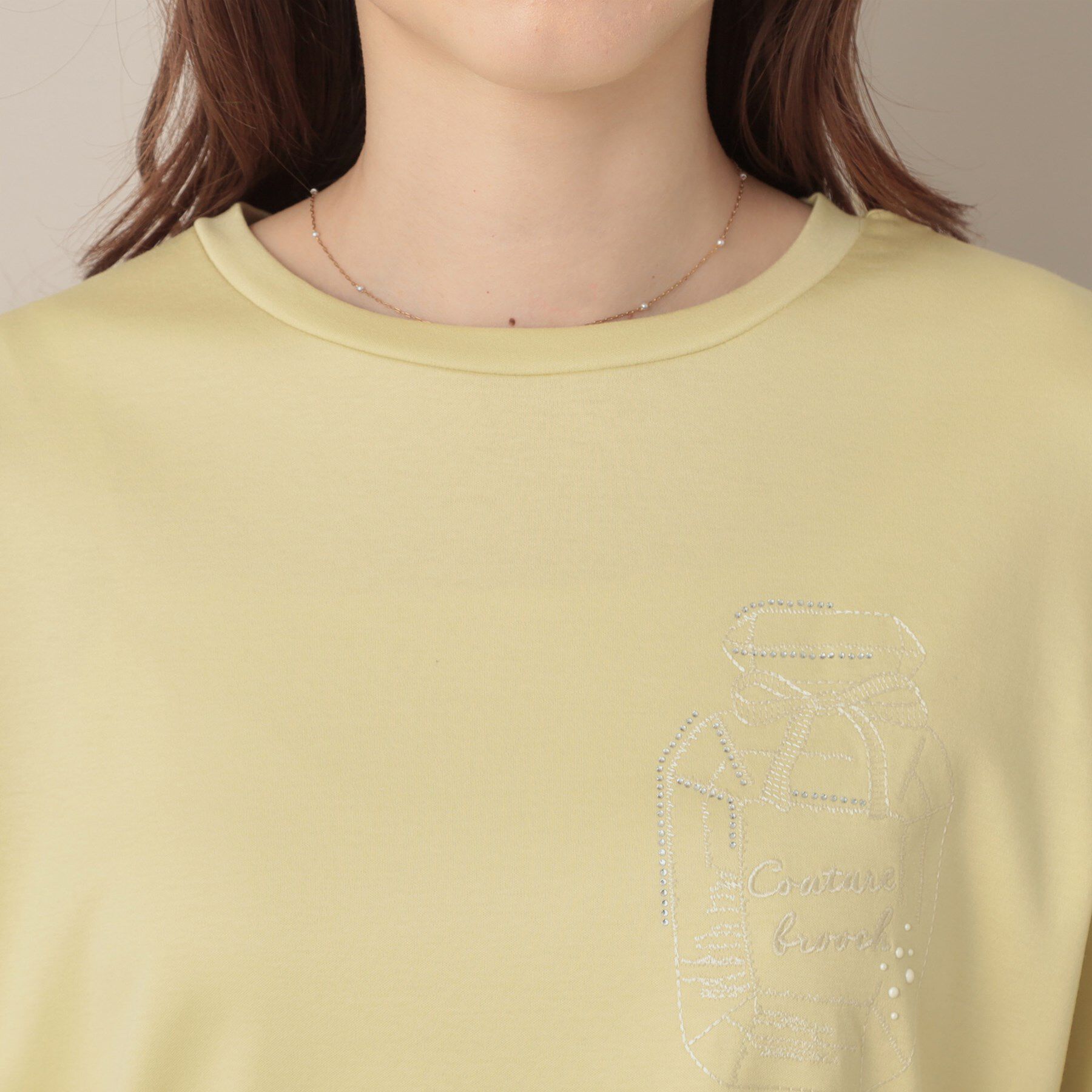 Couture broach「【接触冷感・UV機能あり・マシンウォッシャブル】60シルケット パフュームエンブロTシャツ」|Tシャツ・カットソー|