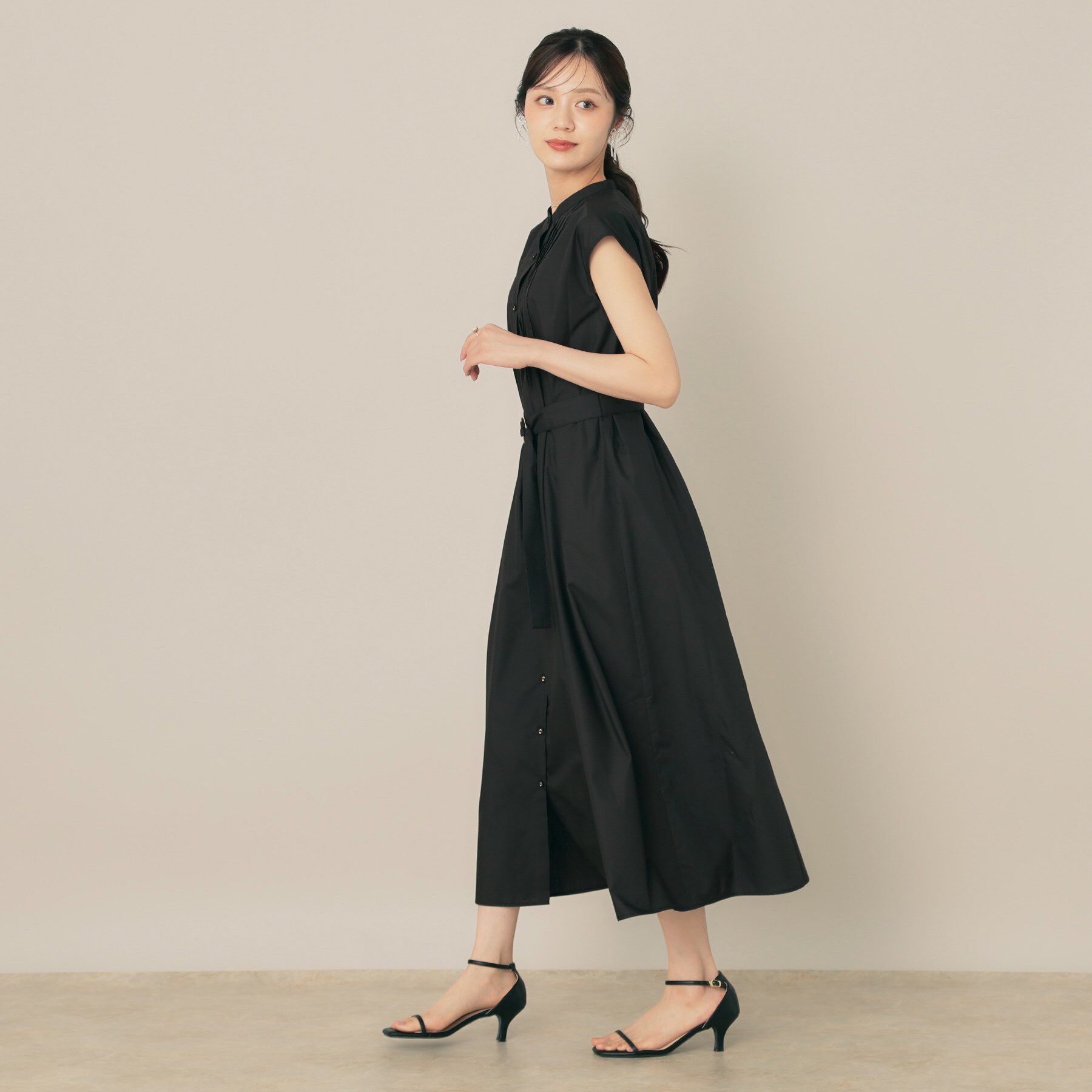 Couture broach「【Aライン・細見え】フロントタックシャツワンピース」|ワンピース|