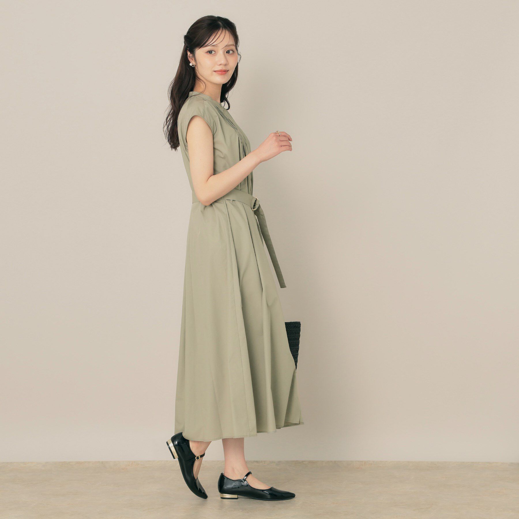 Couture broach「【Aライン・細見え】フロントタックシャツワンピース」|ワンピース|