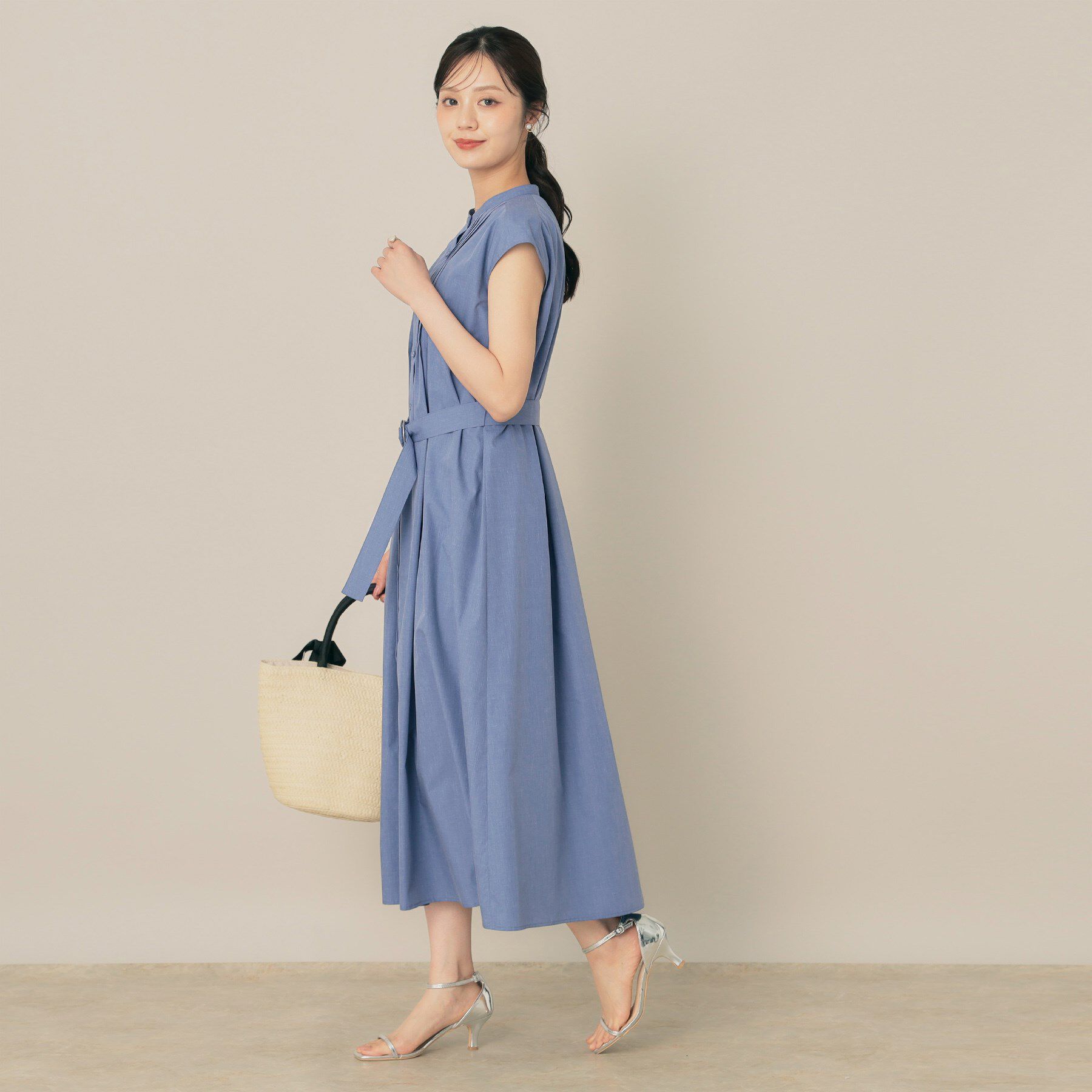 Couture broach「【Aライン・細見え】フロントタックシャツワンピース」|ワンピース|