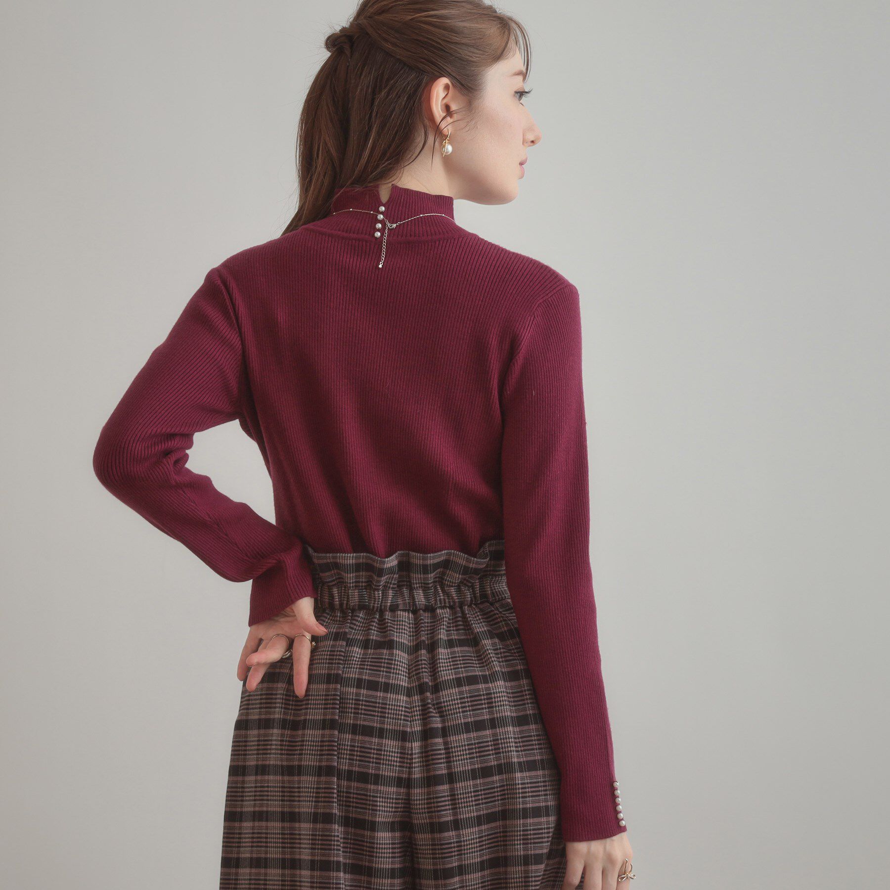 Couture broach「【多機能・フェミニン】パール調リブニット」|ニット・セーター|