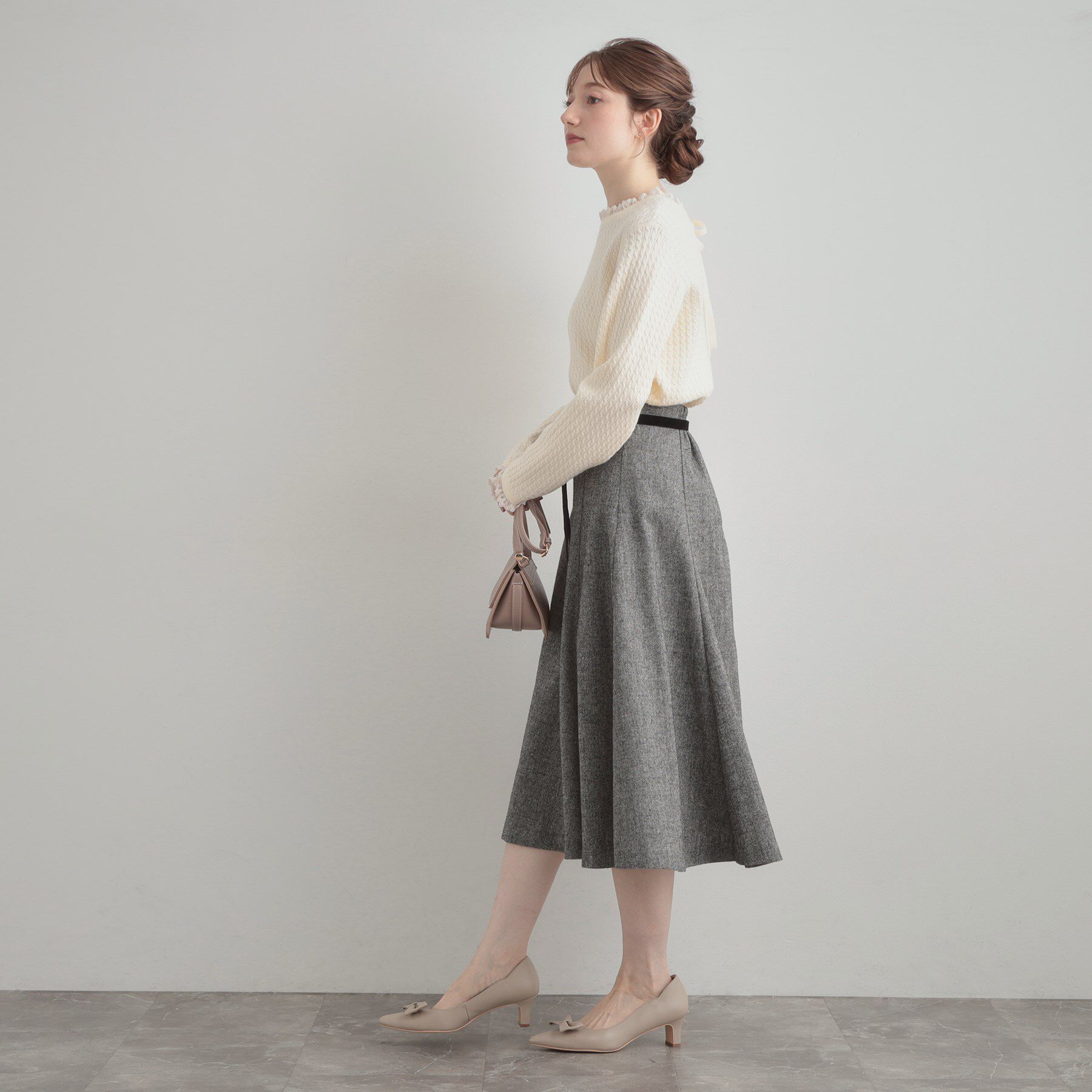 Couture broach「【大人上品・着映え】ケーブルレース バックリボンニット」|ニット・セーター|