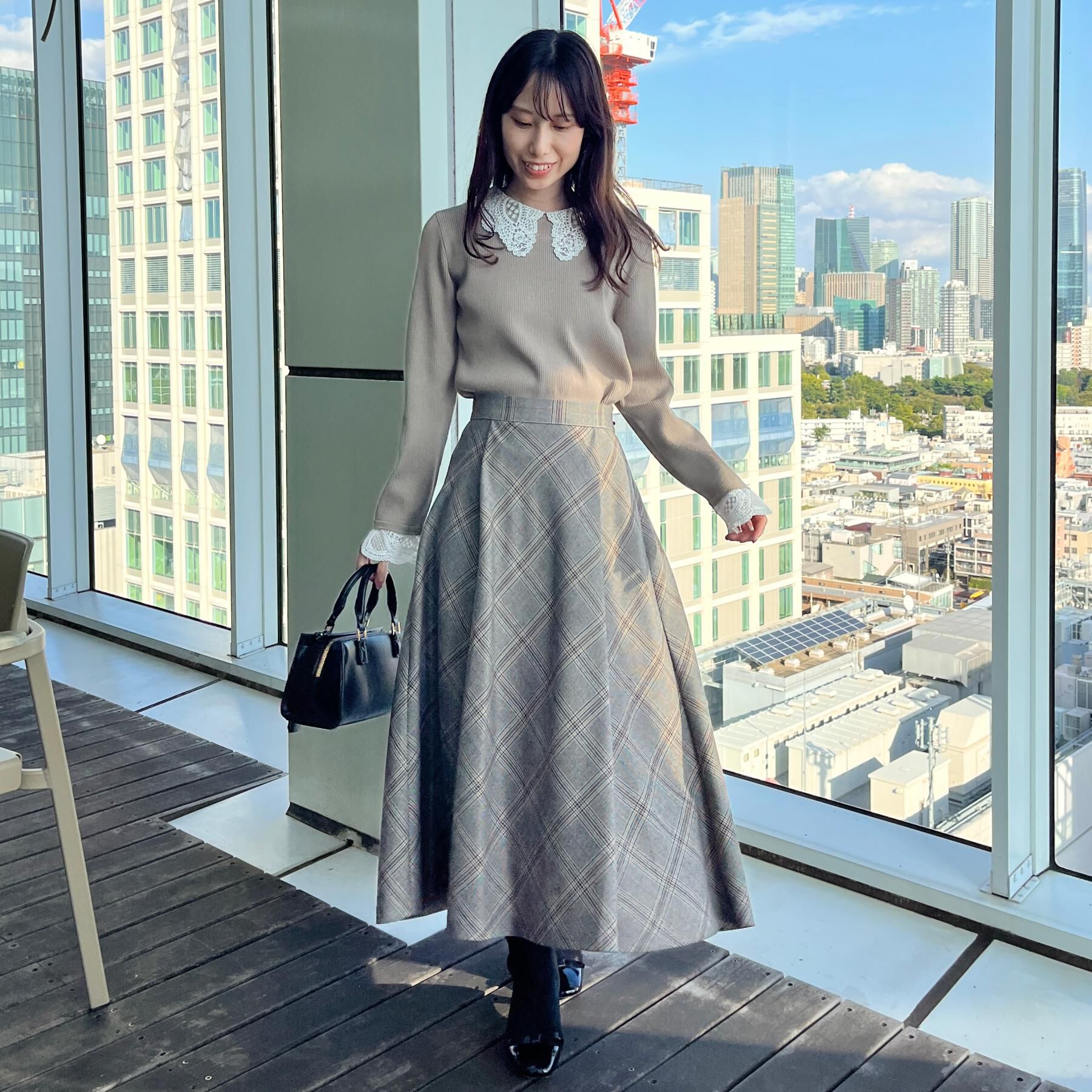 Couture broach「【着映え・フェミニン・通勤】レース衿カフス付きリブニット」|ニット・セーター|