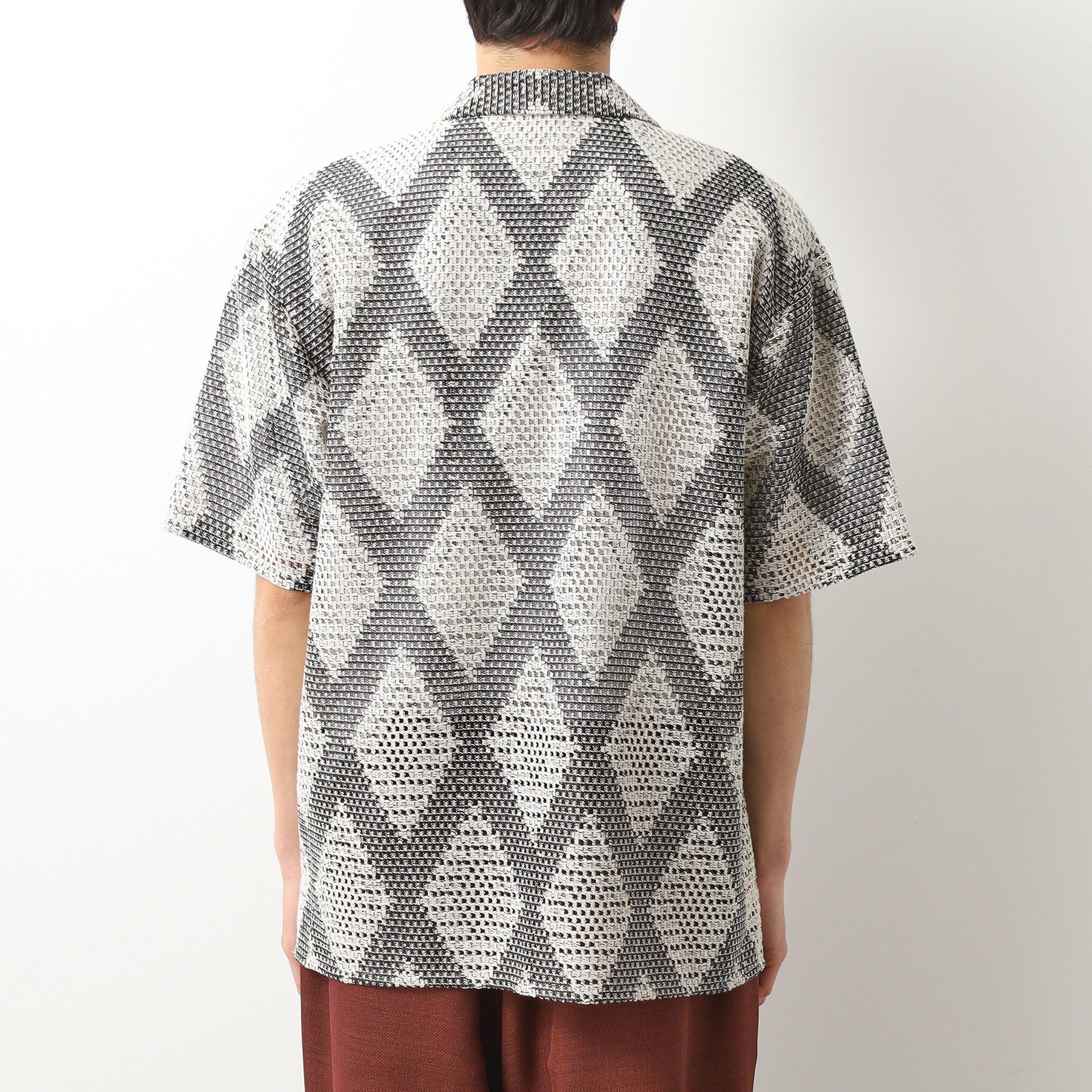 THE SHOP TK「ダイヤ柄プリント半袖シャツ【洗濯機OK/オーバーサイズ】」|シャツ・ブラウス|