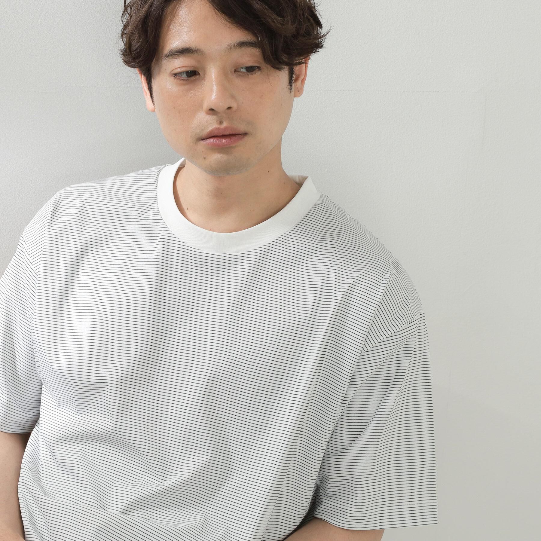 THE SHOP TK「パーフェクテックボーダー半袖Tシャツ 【吸水速乾／洗濯機OK】」|Tシャツ・カットソー|
