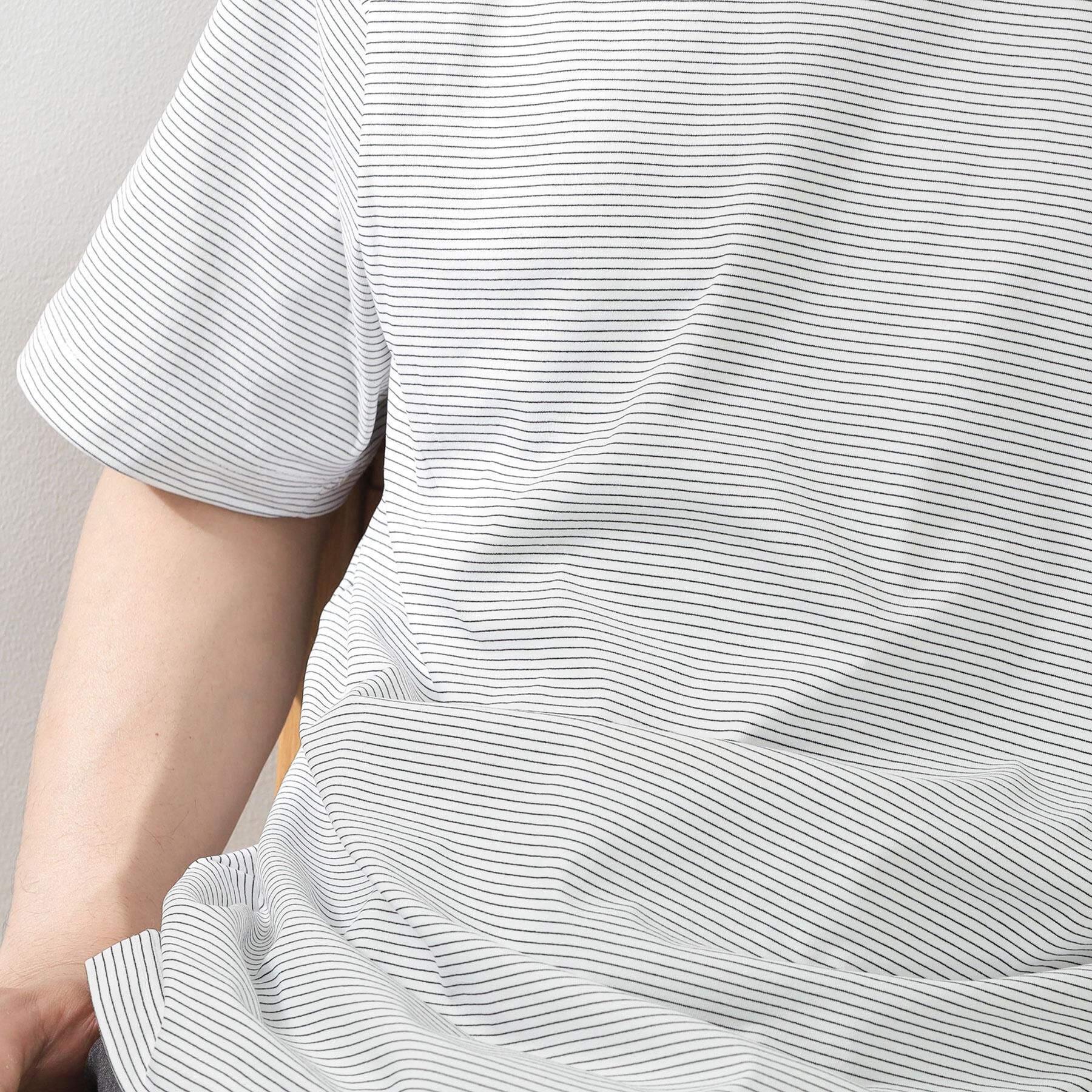 THE SHOP TK「パーフェクテックボーダー半袖Tシャツ 【吸水速乾／洗濯機OK】」|Tシャツ・カットソー|