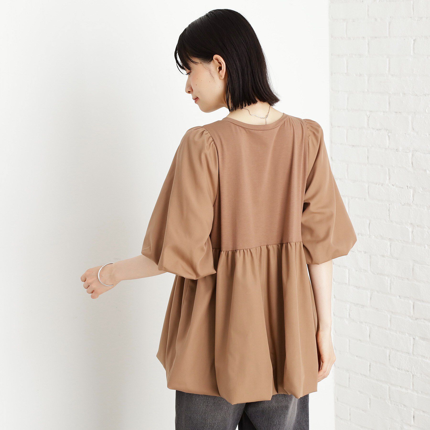 THE SHOP TK「バルーンスリーブペプラムチュニック【洗える】」|Tシャツ・カットソー|