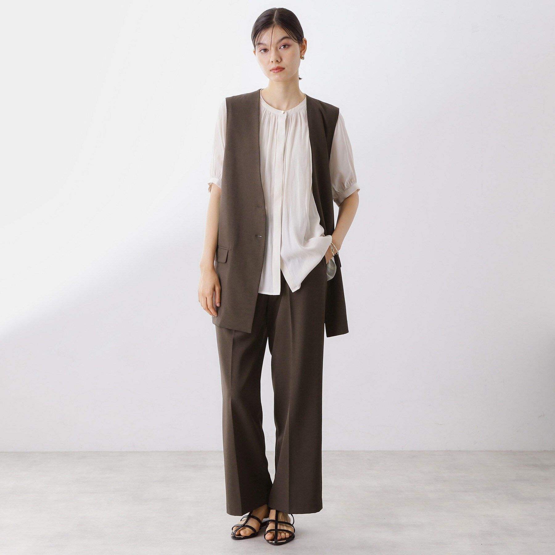 THE SHOP TK「ノーカラージレ【セットアップ可/洗濯機OK】」|ベスト・ジレ|