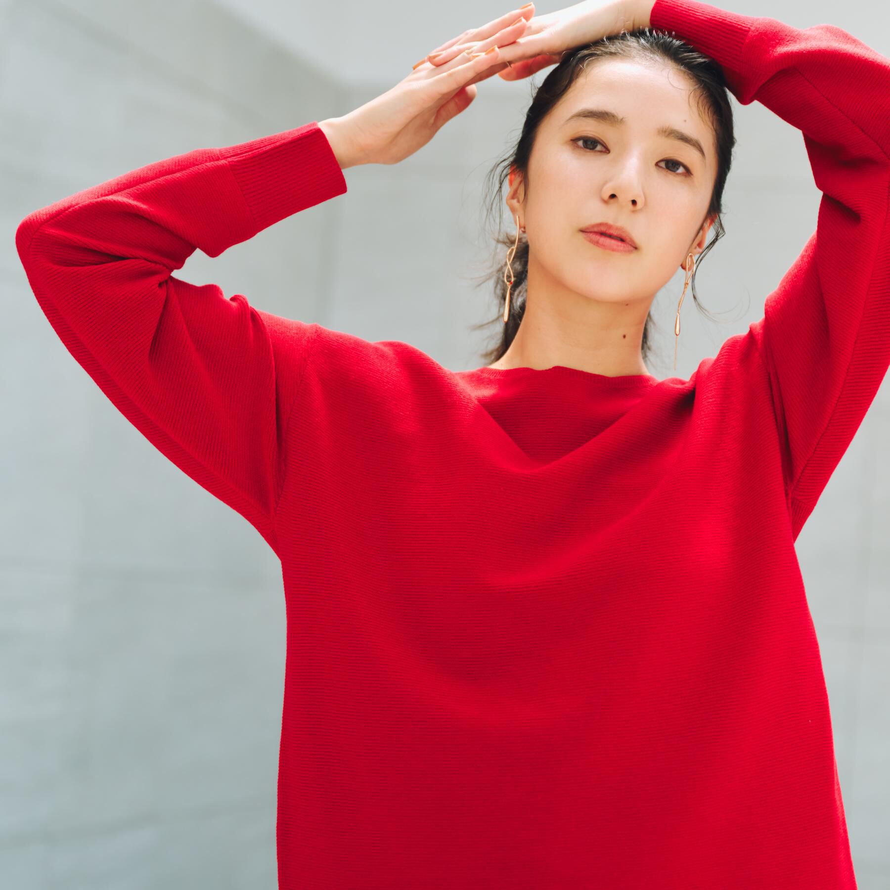 THE SHOP TK「【S-XLサイズ/選べる7色】どこから見ても美しい ガーターニット/毛玉になりにくい/洗濯機OK」|ニット・セーター|レッド(063)