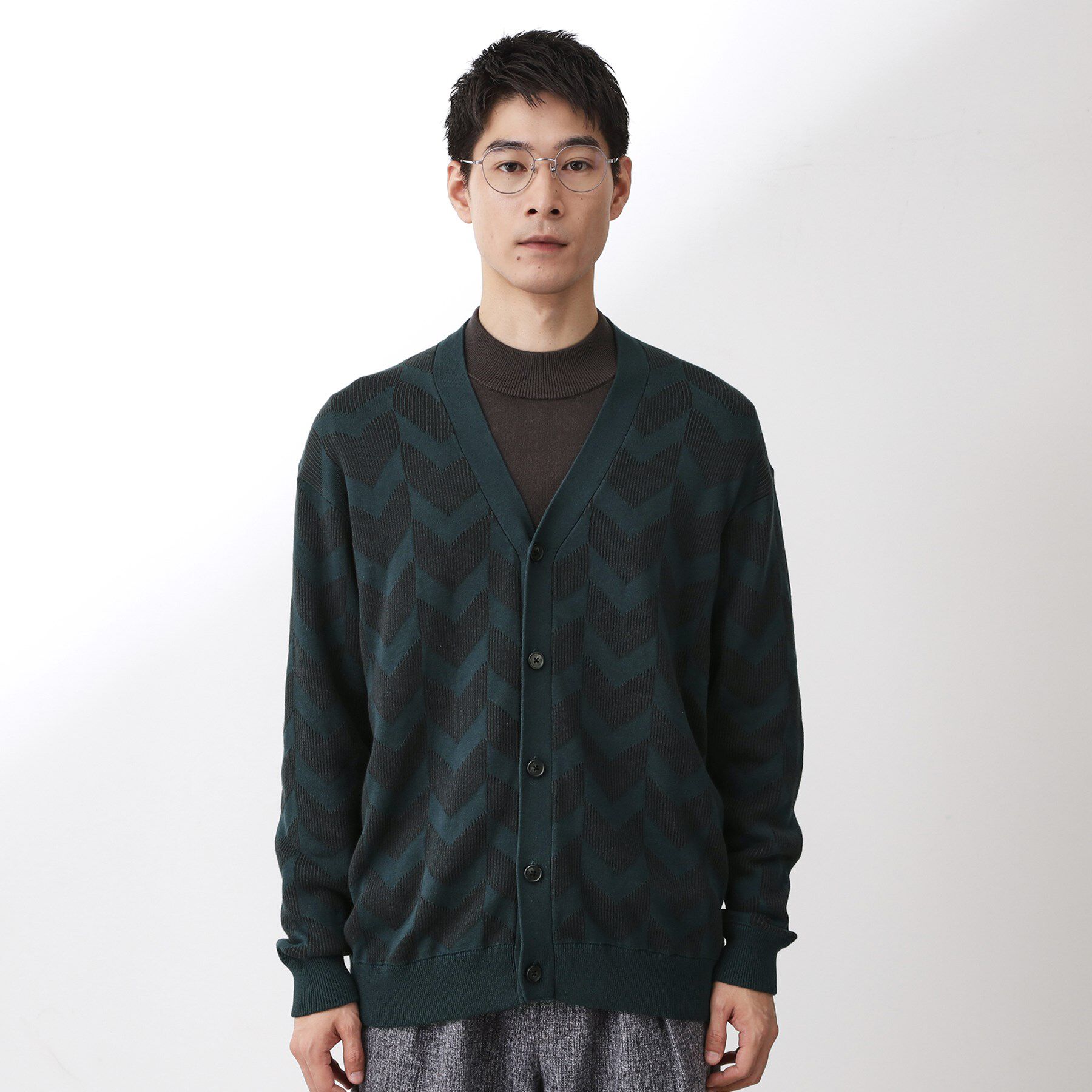 THE SHOP TK「ヘリンボンニットカーディガン」|カーディガン|