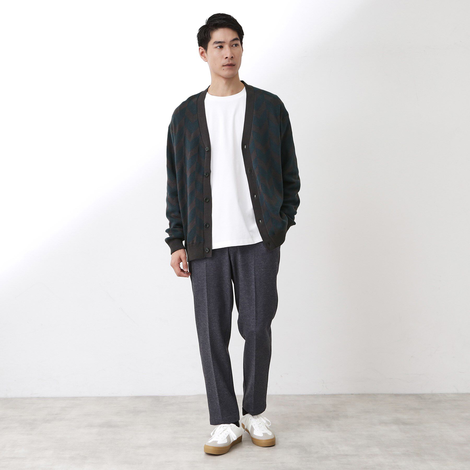 THE SHOP TK「ヘリンボンニットカーディガン」|カーディガン|