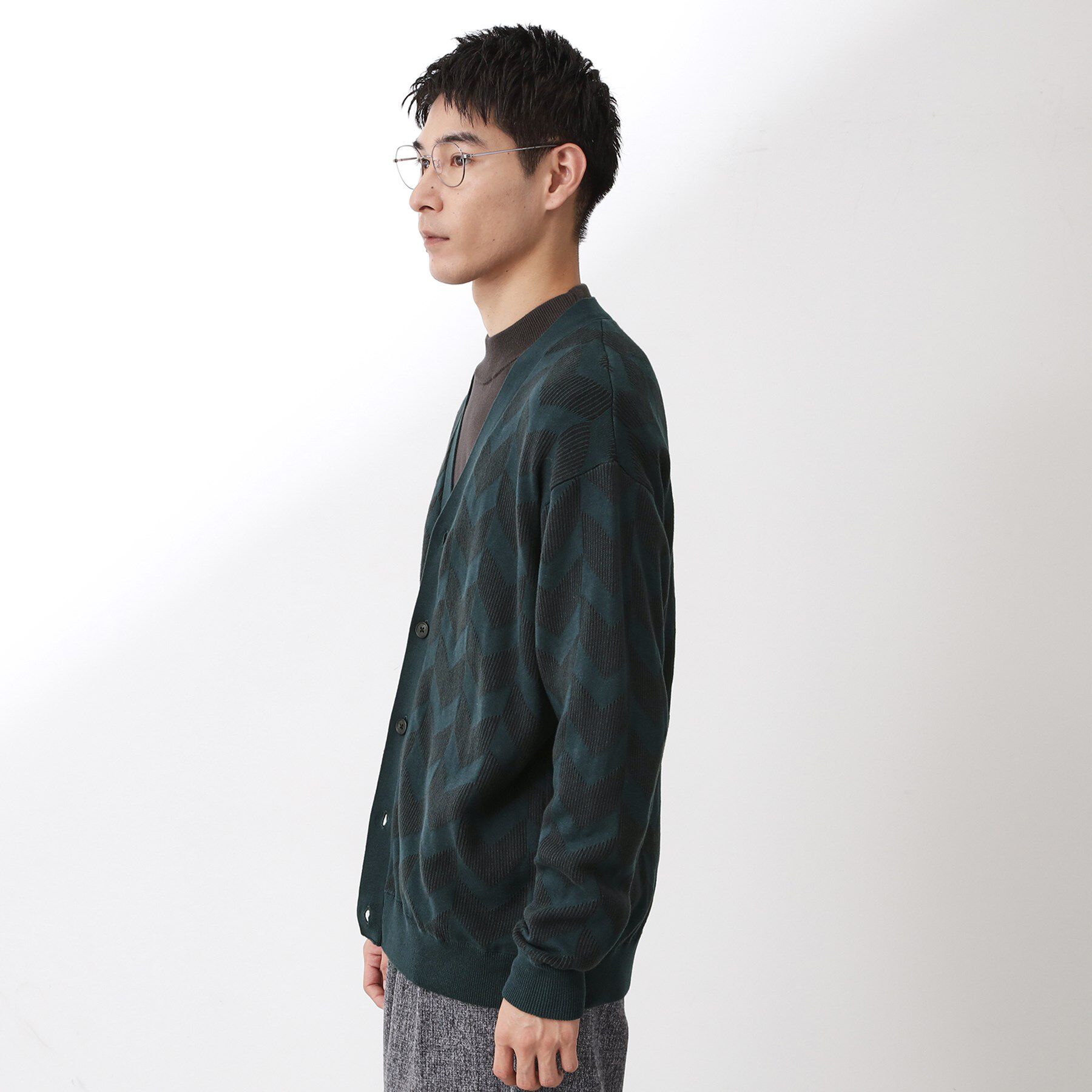 THE SHOP TK「ヘリンボンニットカーディガン」|カーディガン|