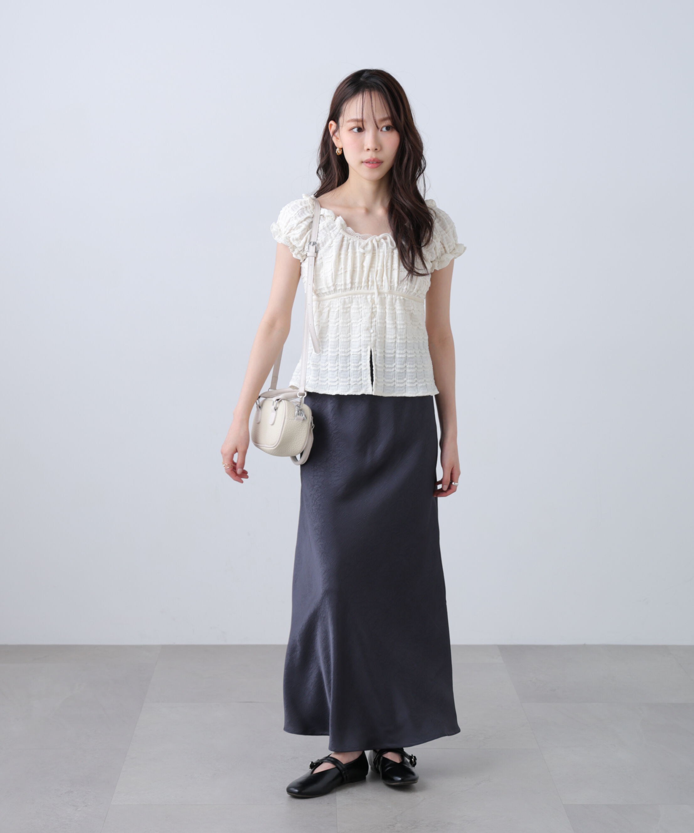  「フレンチスリーブジャガードカットソー」|Tシャツ・カットソー|