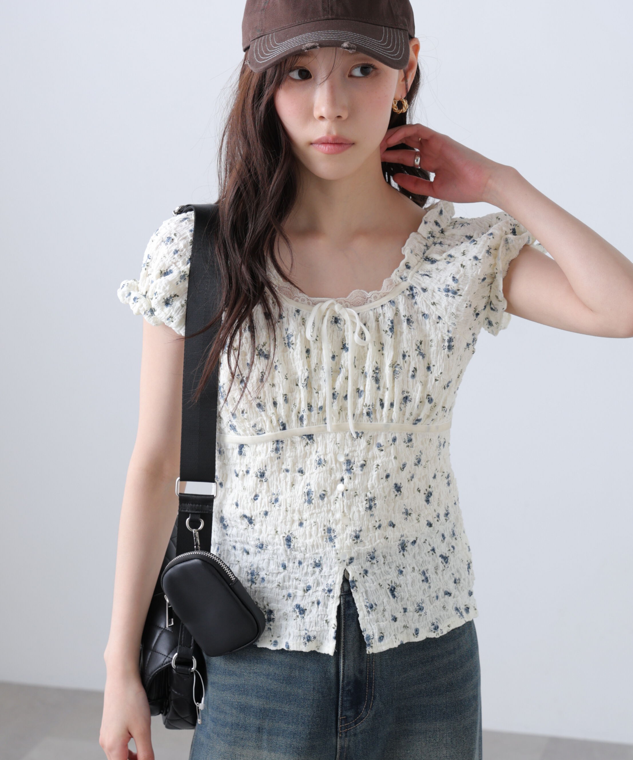  「フレンチスリーブジャガードカットソー」|Tシャツ・カットソー|オフベースフ 1