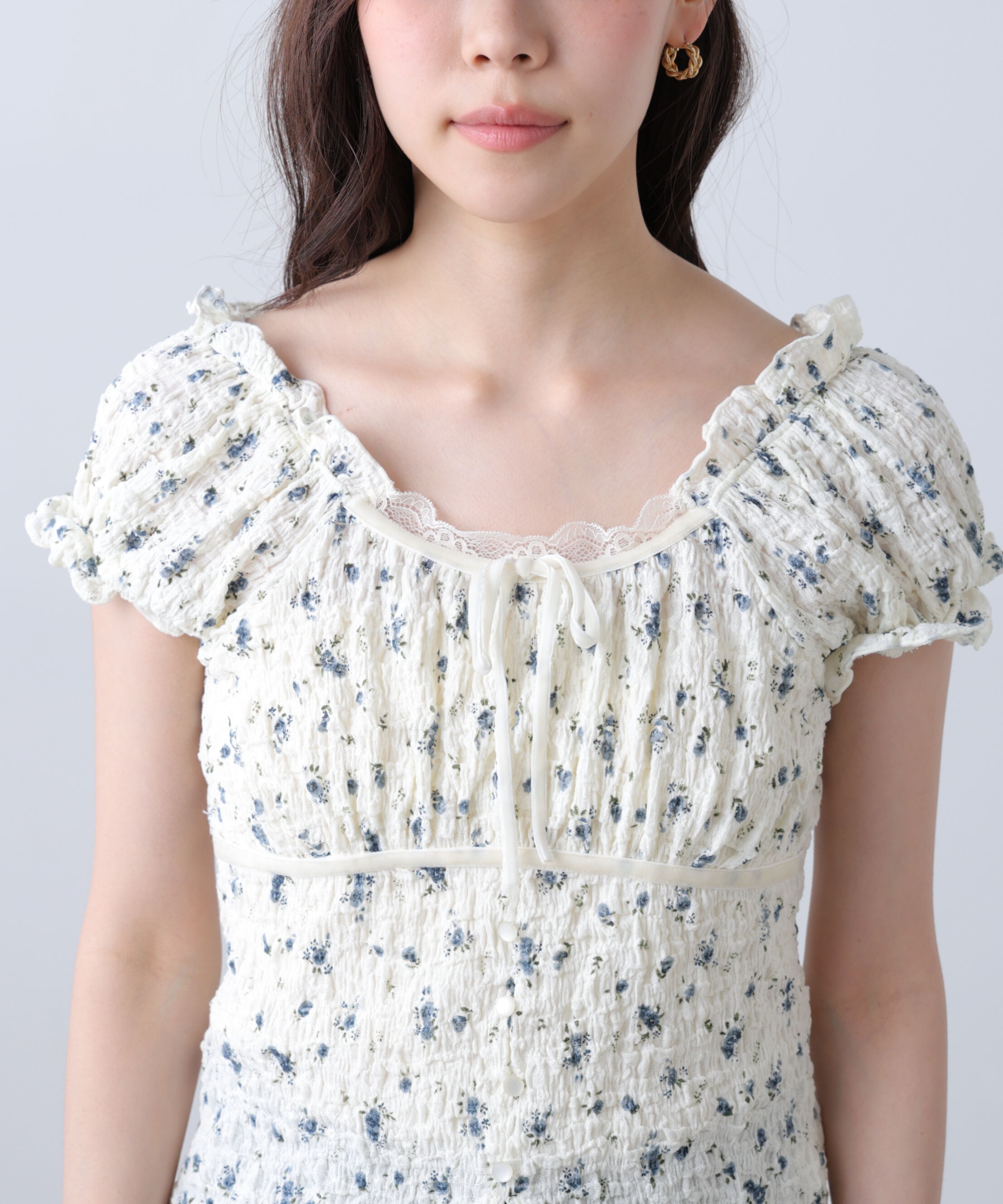  「フレンチスリーブジャガードカットソー」|Tシャツ・カットソー|