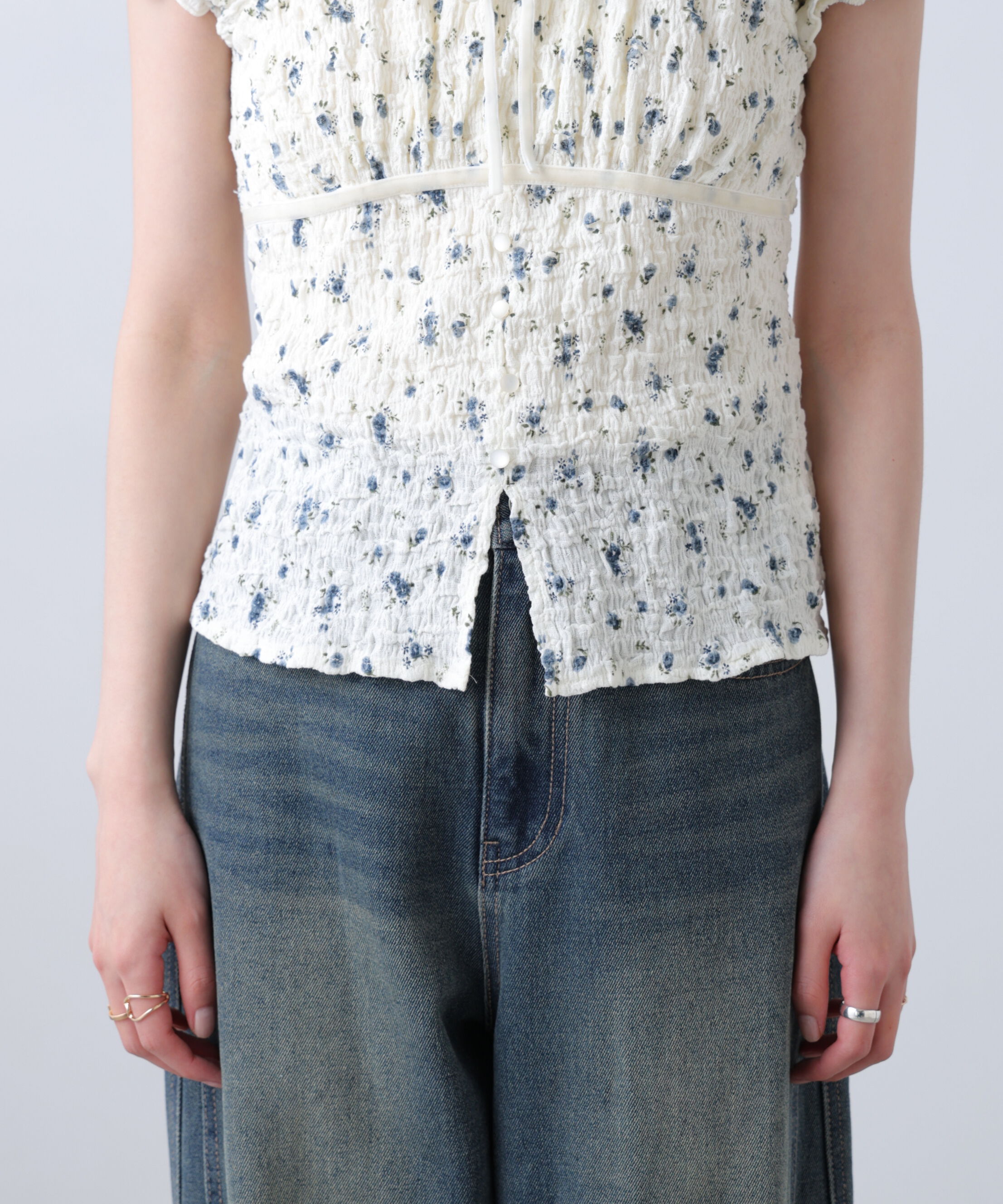  「フレンチスリーブジャガードカットソー」|Tシャツ・カットソー|