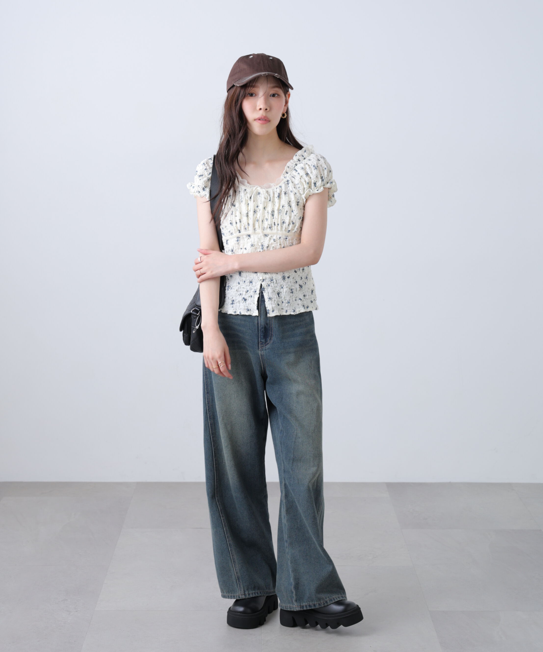  「フレンチスリーブジャガードカットソー」|Tシャツ・カットソー|