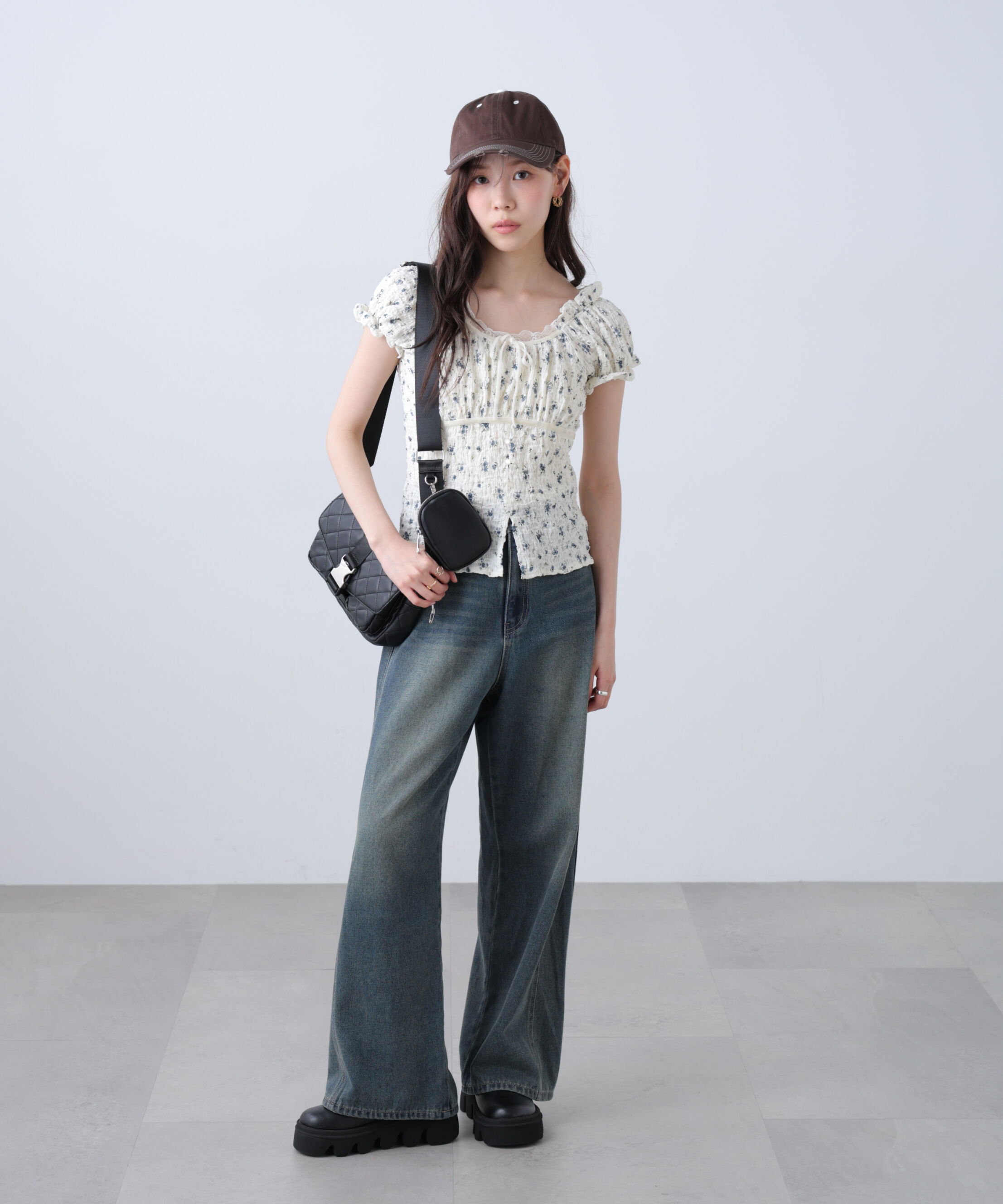  「フレンチスリーブジャガードカットソー」|Tシャツ・カットソー|