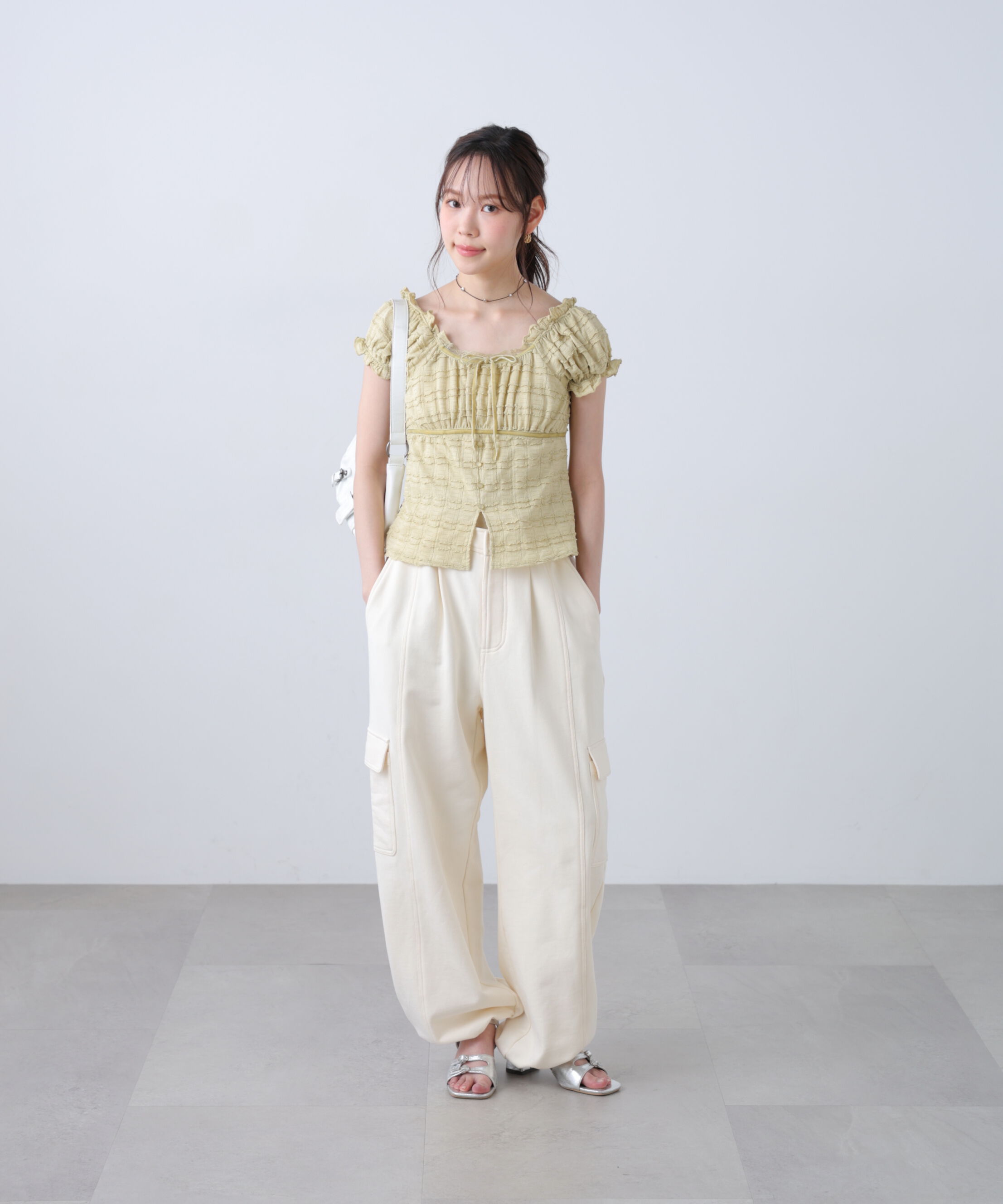  「フレンチスリーブジャガードカットソー」|Tシャツ・カットソー|