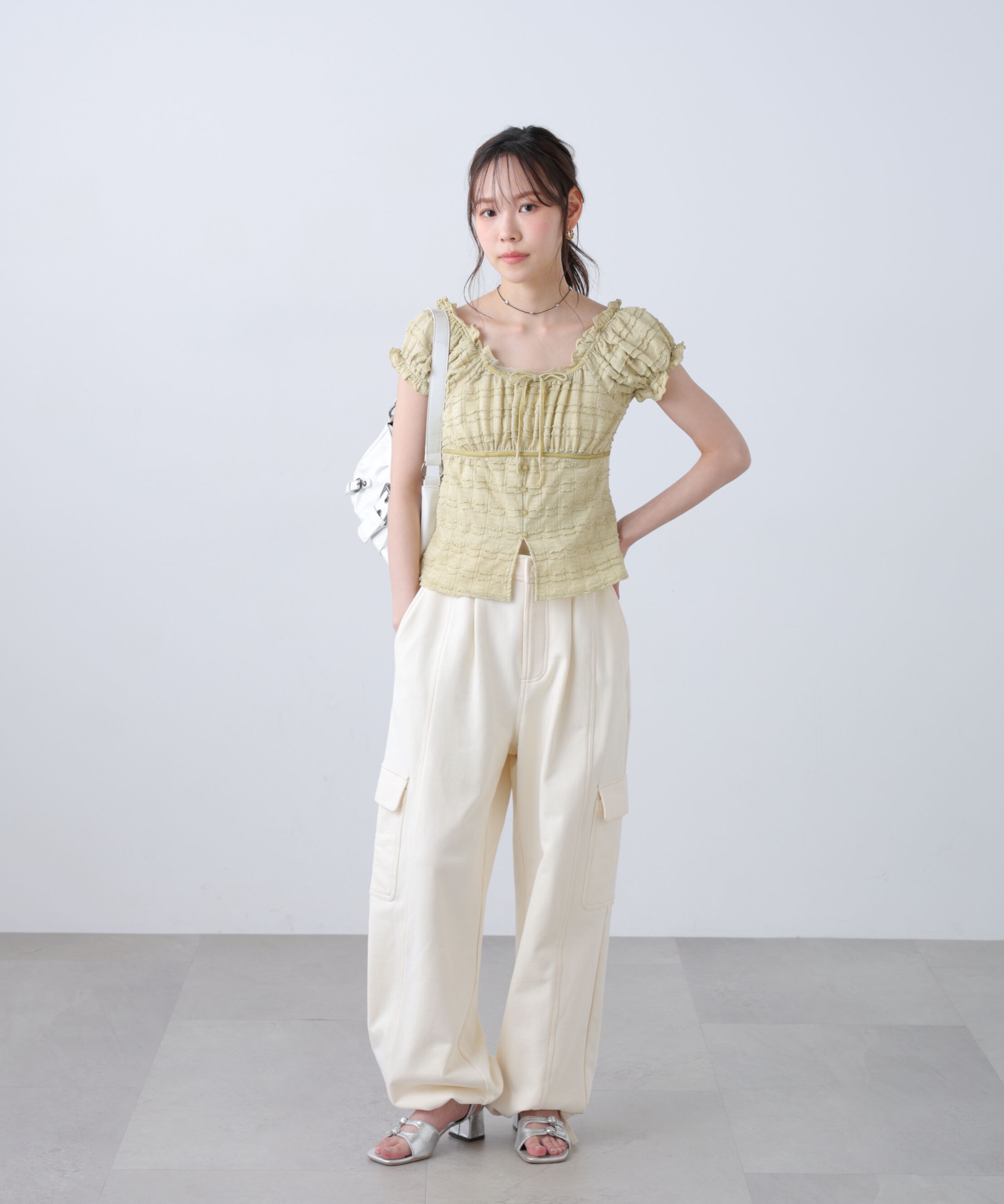  「フレンチスリーブジャガードカットソー」|Tシャツ・カットソー|