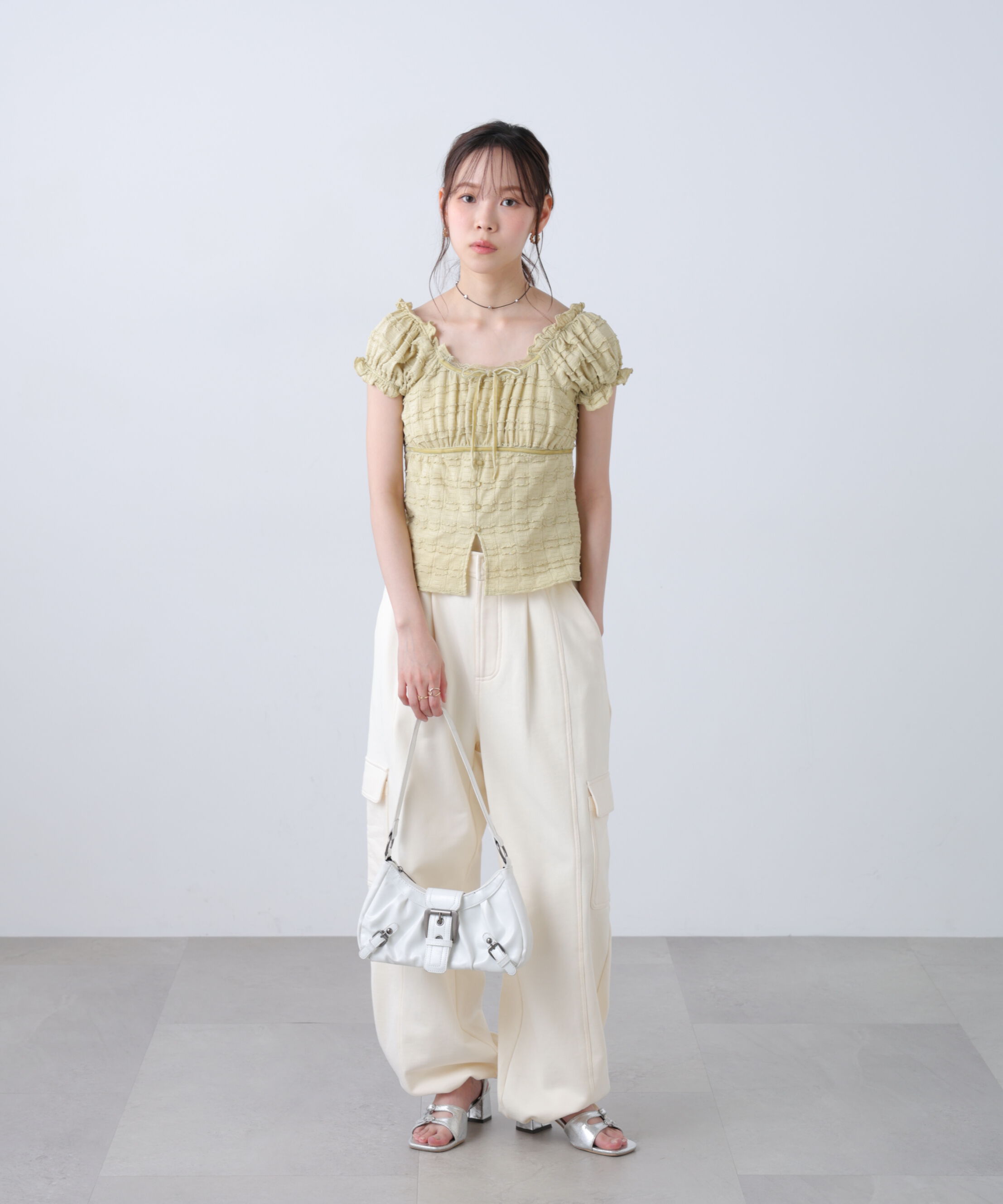  「フレンチスリーブジャガードカットソー」|Tシャツ・カットソー|