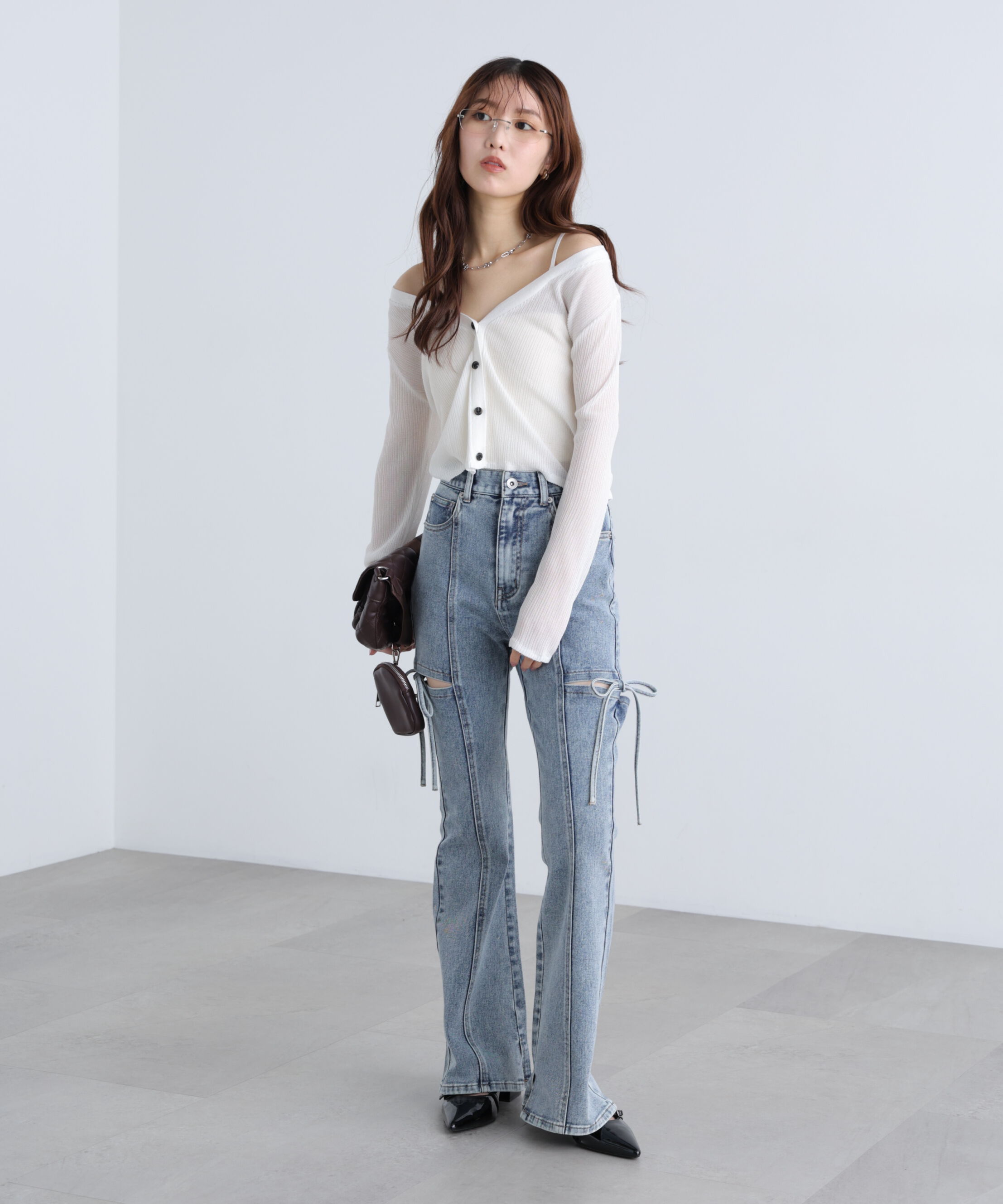  「[低身長サイズ/Sシリーズ]サイドカットフレアデニムパンツ」|その他|