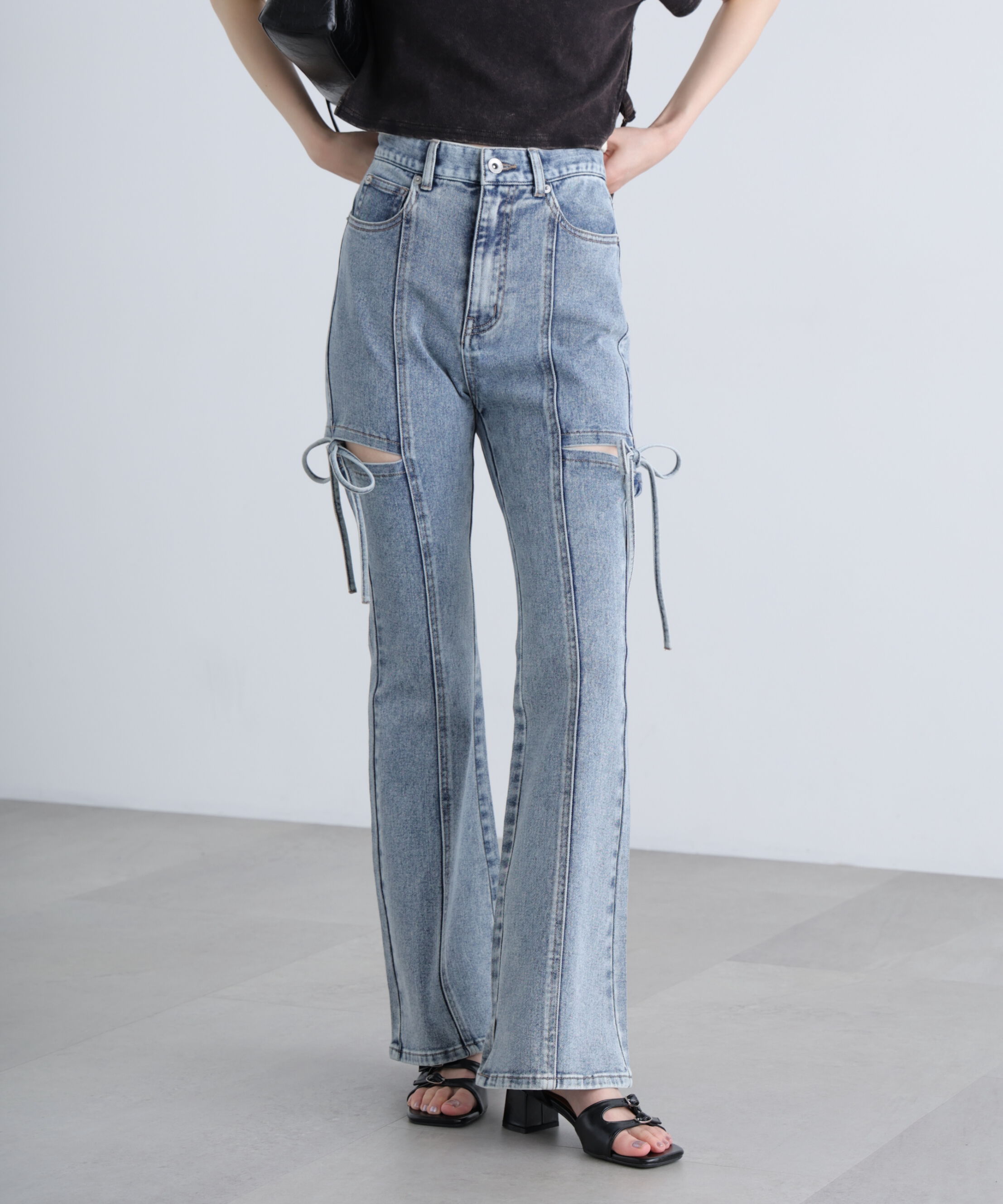  「[低身長サイズ/Sシリーズ]サイドカットフレアデニムパンツ」|その他|