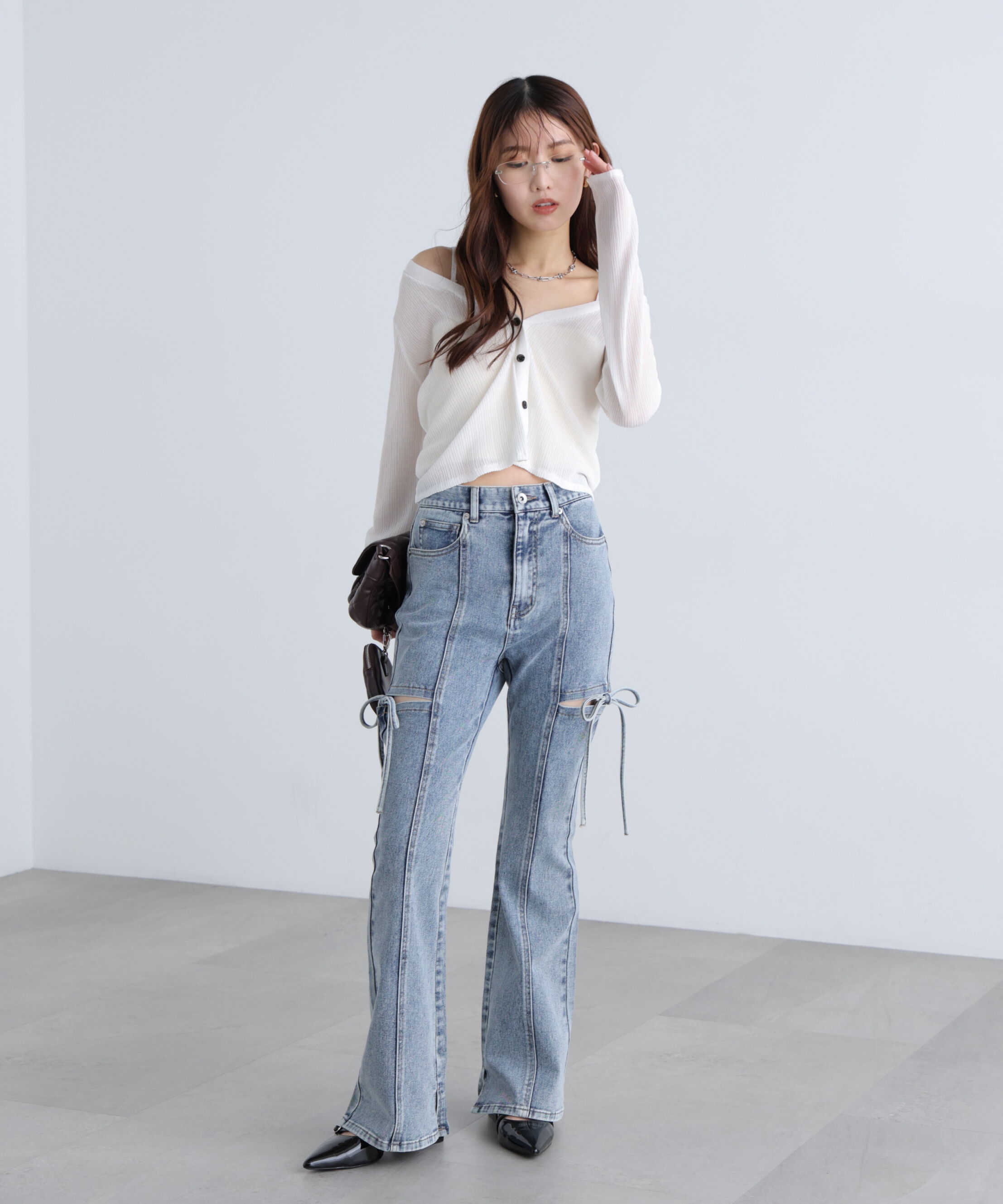  「[低身長サイズ/Sシリーズ]サイドカットフレアデニムパンツ」|その他|