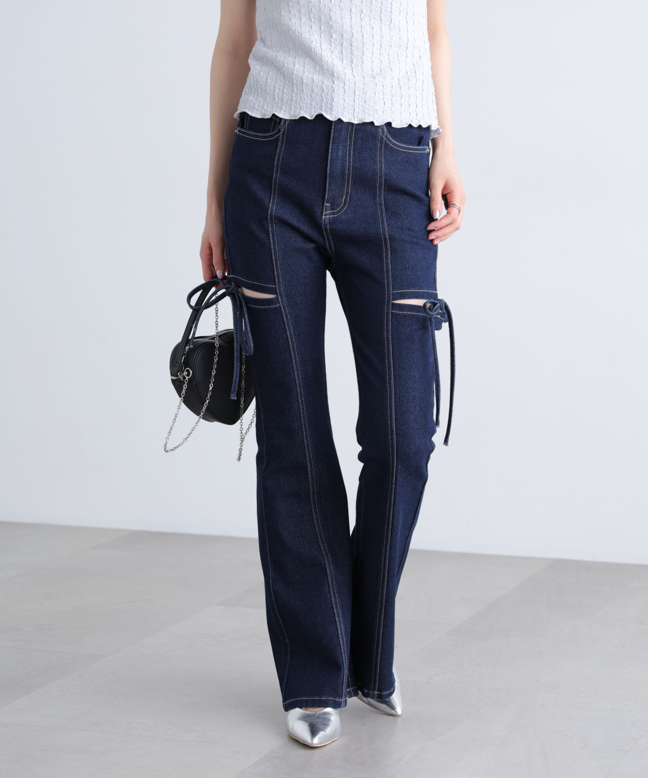  「[低身長サイズ/Sシリーズ]サイドカットフレアデニムパンツ」|その他|