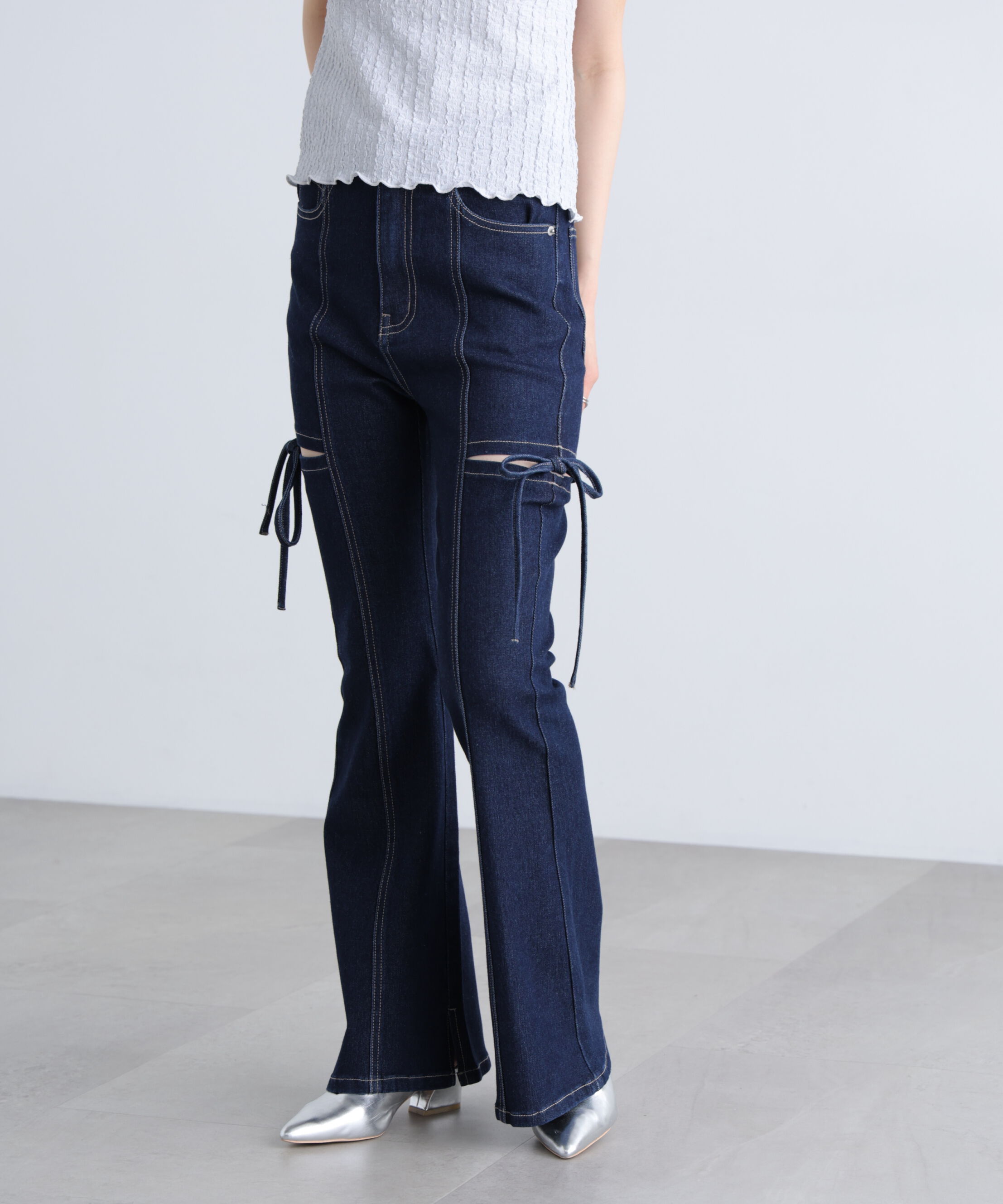  「[低身長サイズ/Sシリーズ]サイドカットフレアデニムパンツ」|その他|