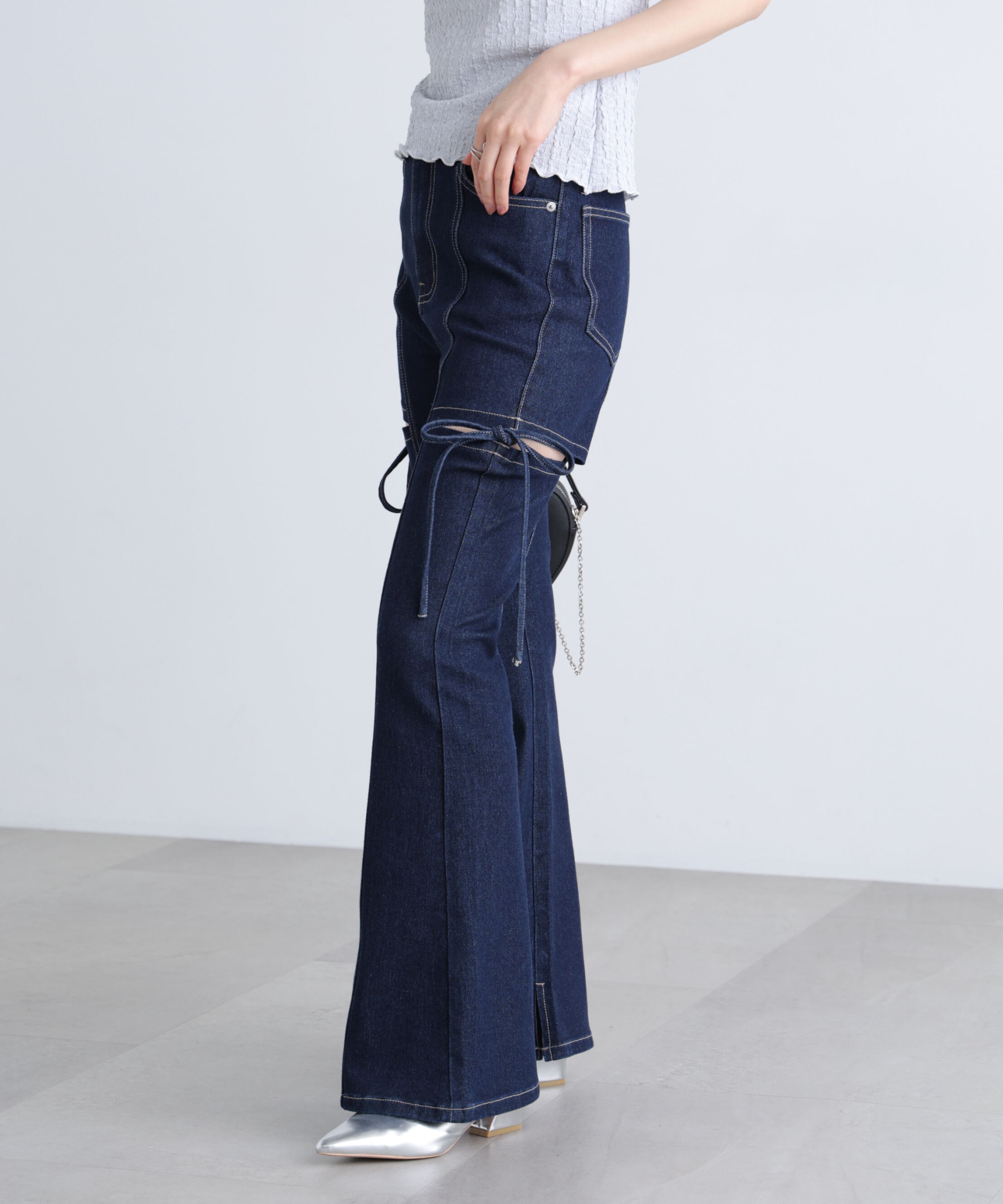  「[低身長サイズ/Sシリーズ]サイドカットフレアデニムパンツ」|その他|