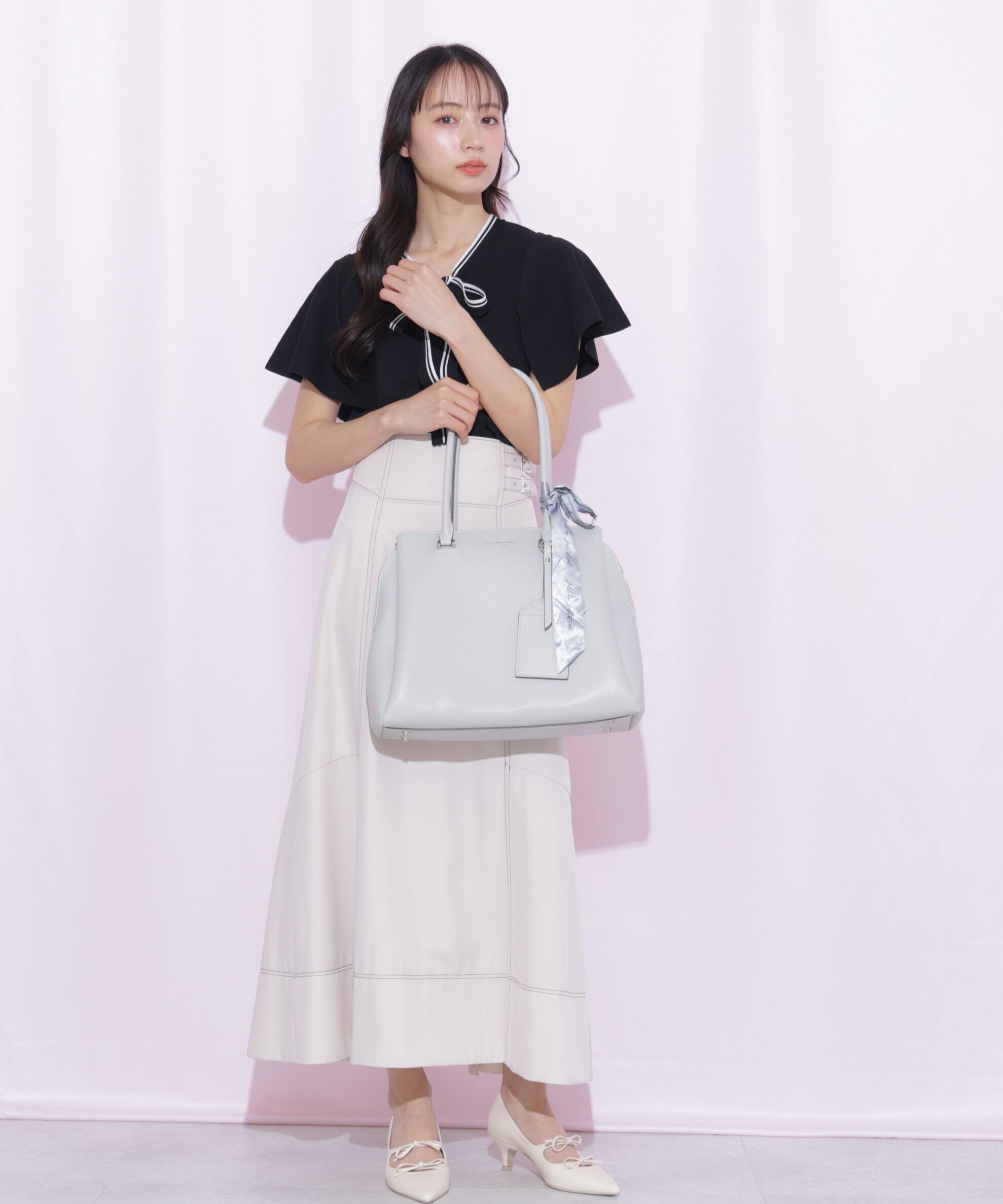  「バイカラーステッチAラインフレアスカート」|スカート|