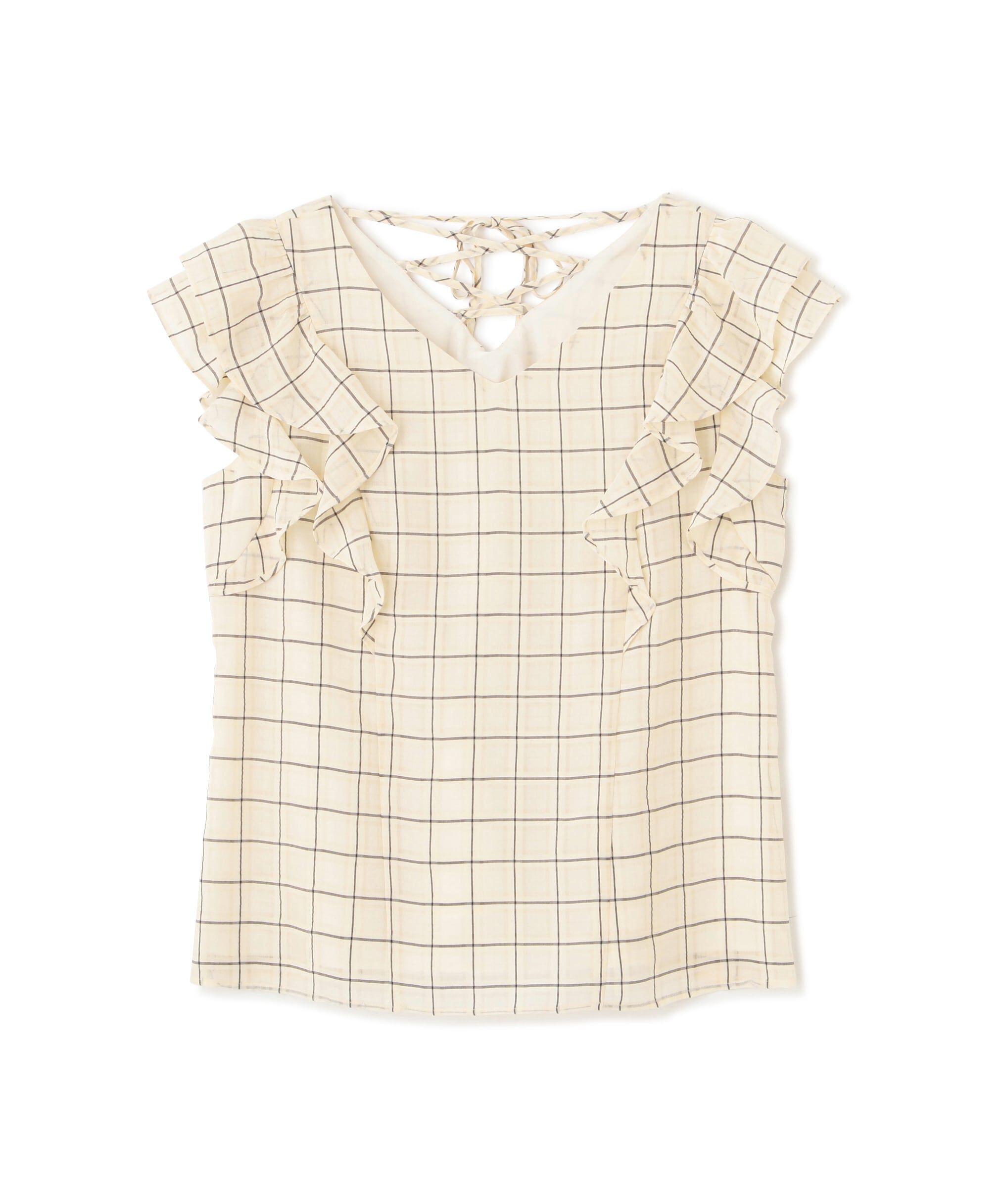 PROPORTION BODY DRESSING「ﾓﾉﾄｰﾝｼｱｰﾁｪｯｸﾗｯﾌﾙﾌﾞﾗｳｽ WEB限定ｶﾗｰ:ﾌﾞﾗｯｸ&times;」|シャツ・ブラウス|