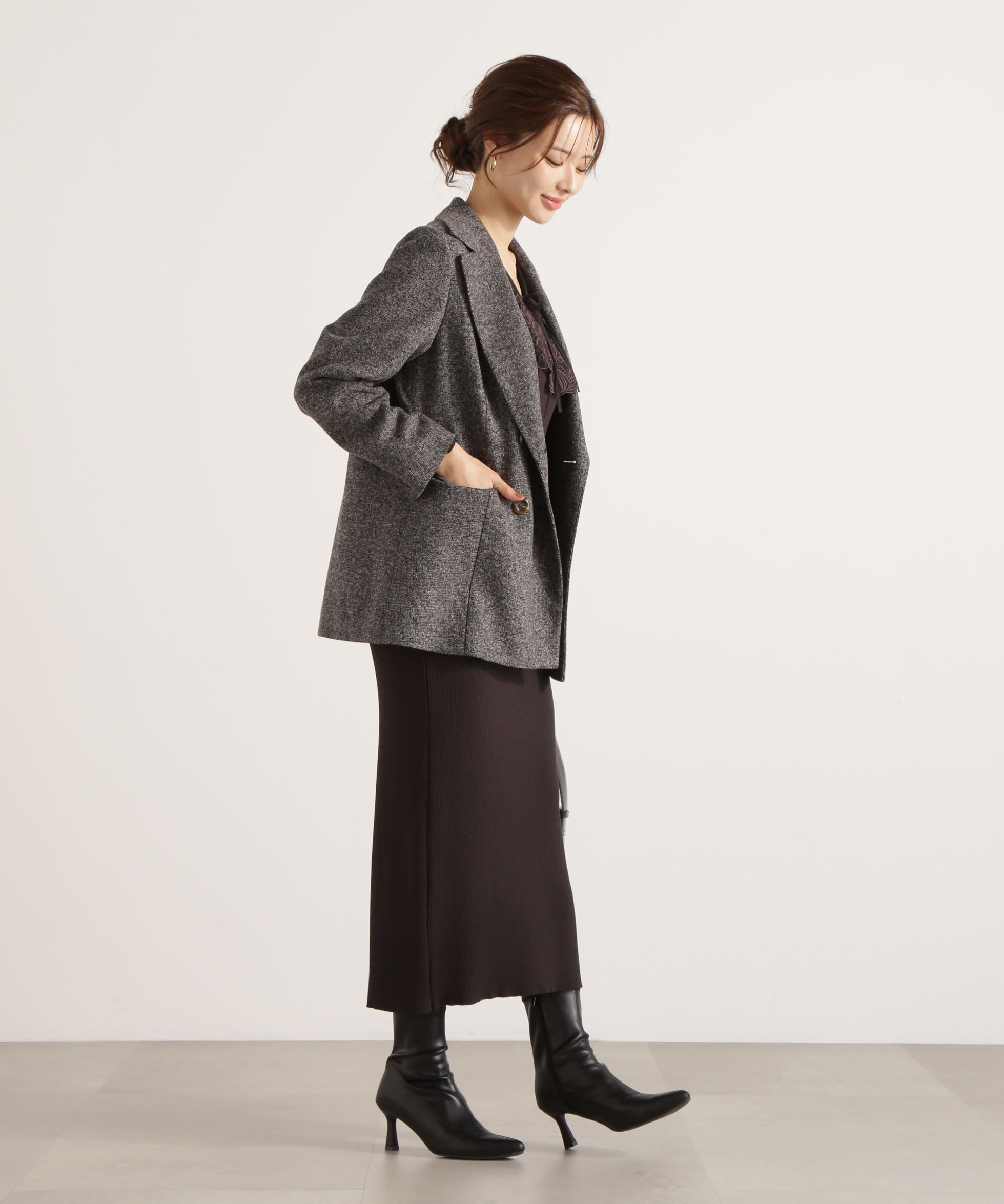 PROPORTION BODY DRESSING「ケープ風レース付きニットワンピース 25AW」|ワンピース|