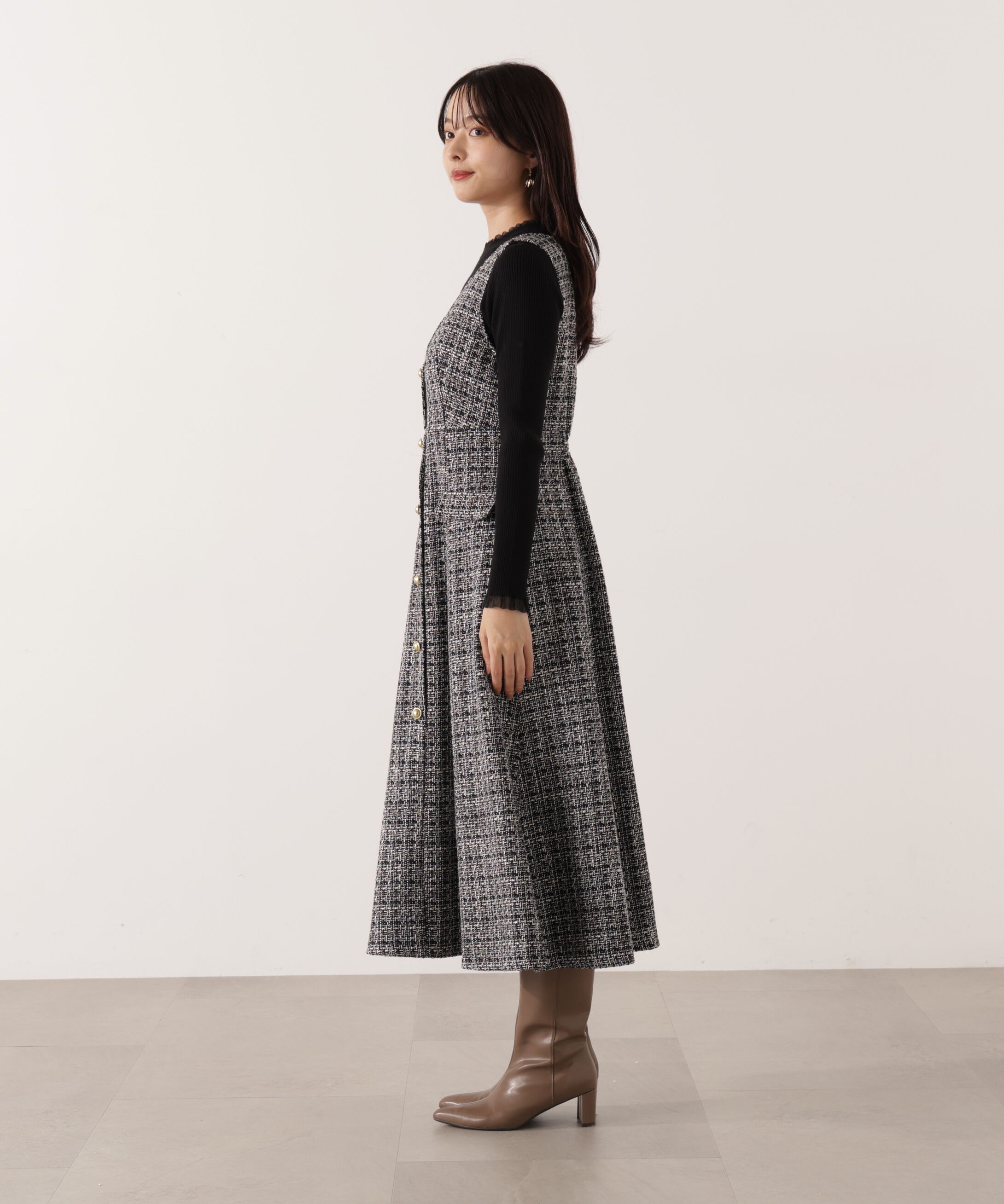 PROPORTION BODY DRESSING「ミックスツイードロングジャンスカ  25AW」|ワンピース|