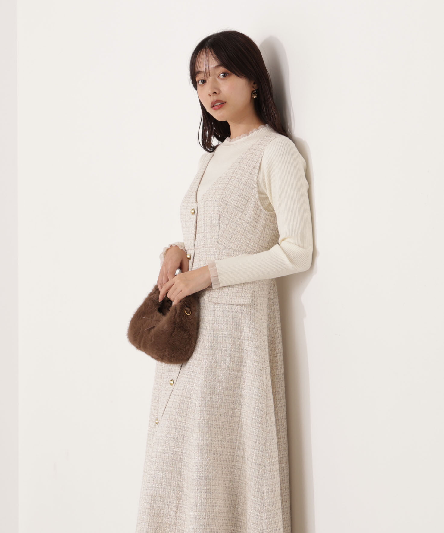 PROPORTION BODY DRESSING「ミックスツイードロングジャンスカ  25AW」|ワンピース|