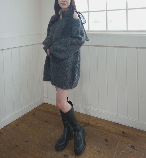 archives「２ｗａｙ肩リボンニットチュニック」|ニット・セーター|