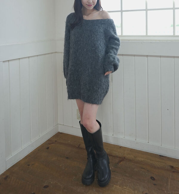 archives「２ｗａｙ肩リボンニットチュニック」|ニット・セーター|