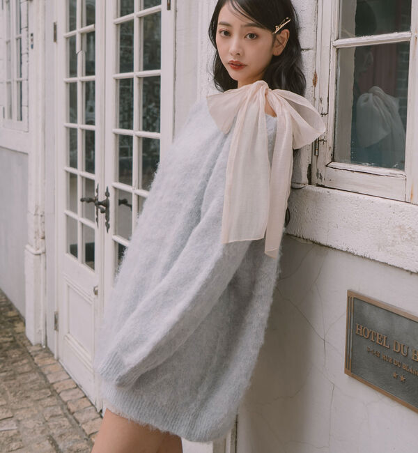 archives「２ｗａｙ肩リボンニットチュニック」|ニット・セーター|