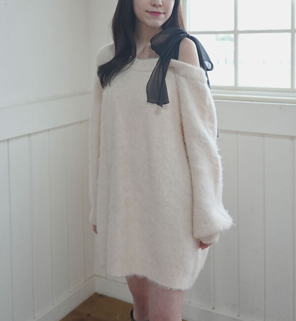 archives「２ｗａｙ肩リボンニットチュニック」|ニット・セーター|