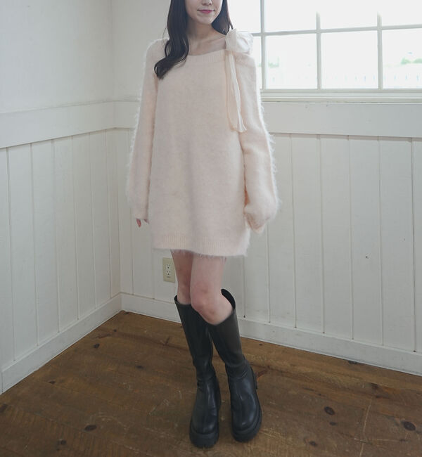 archives「２ｗａｙ肩リボンニットチュニック」|ニット・セーター|