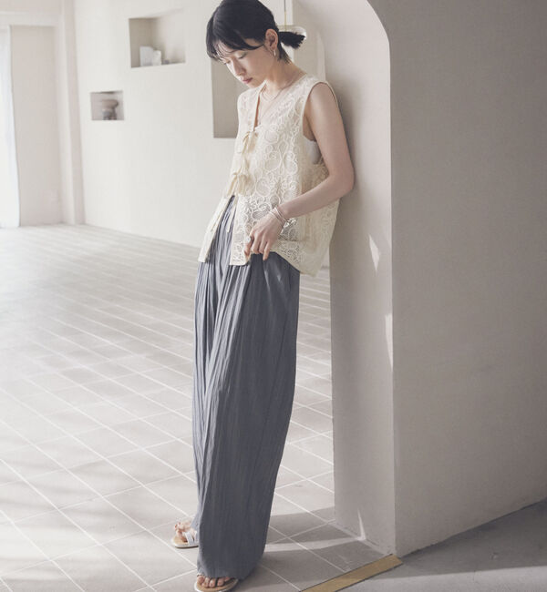 Doux archives「ワイドウエストギャザーパンツ」|チノ|