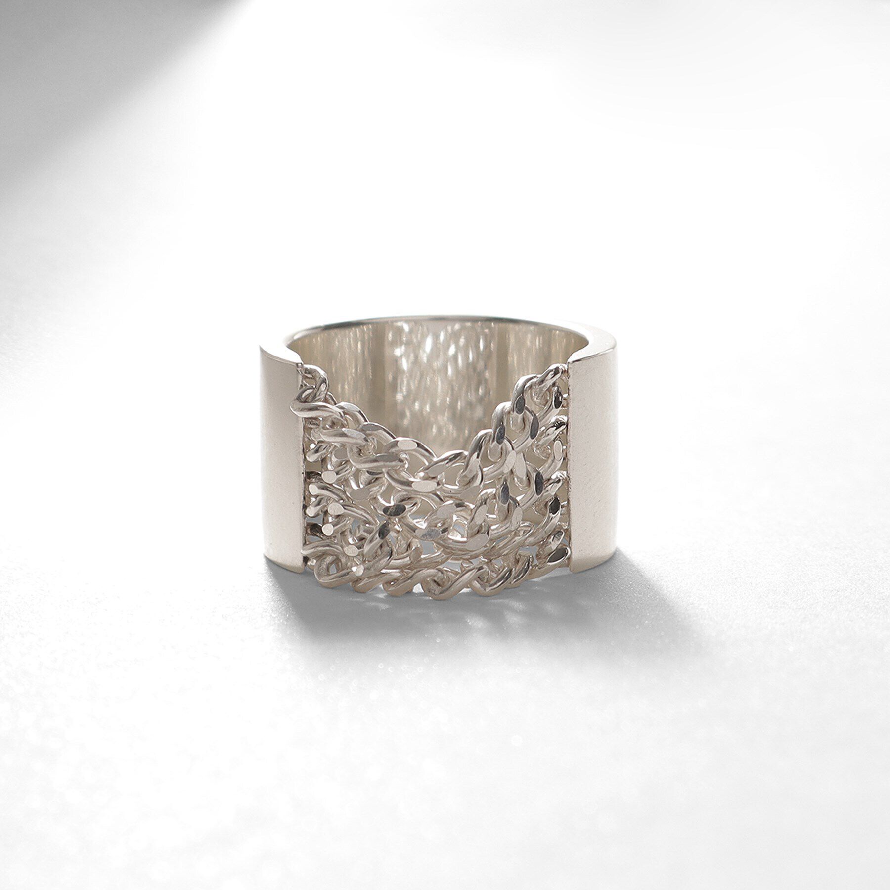 COCOSHNIK ONKITSCH「シルバー ドレープルーズ チェーンリング」|リング|