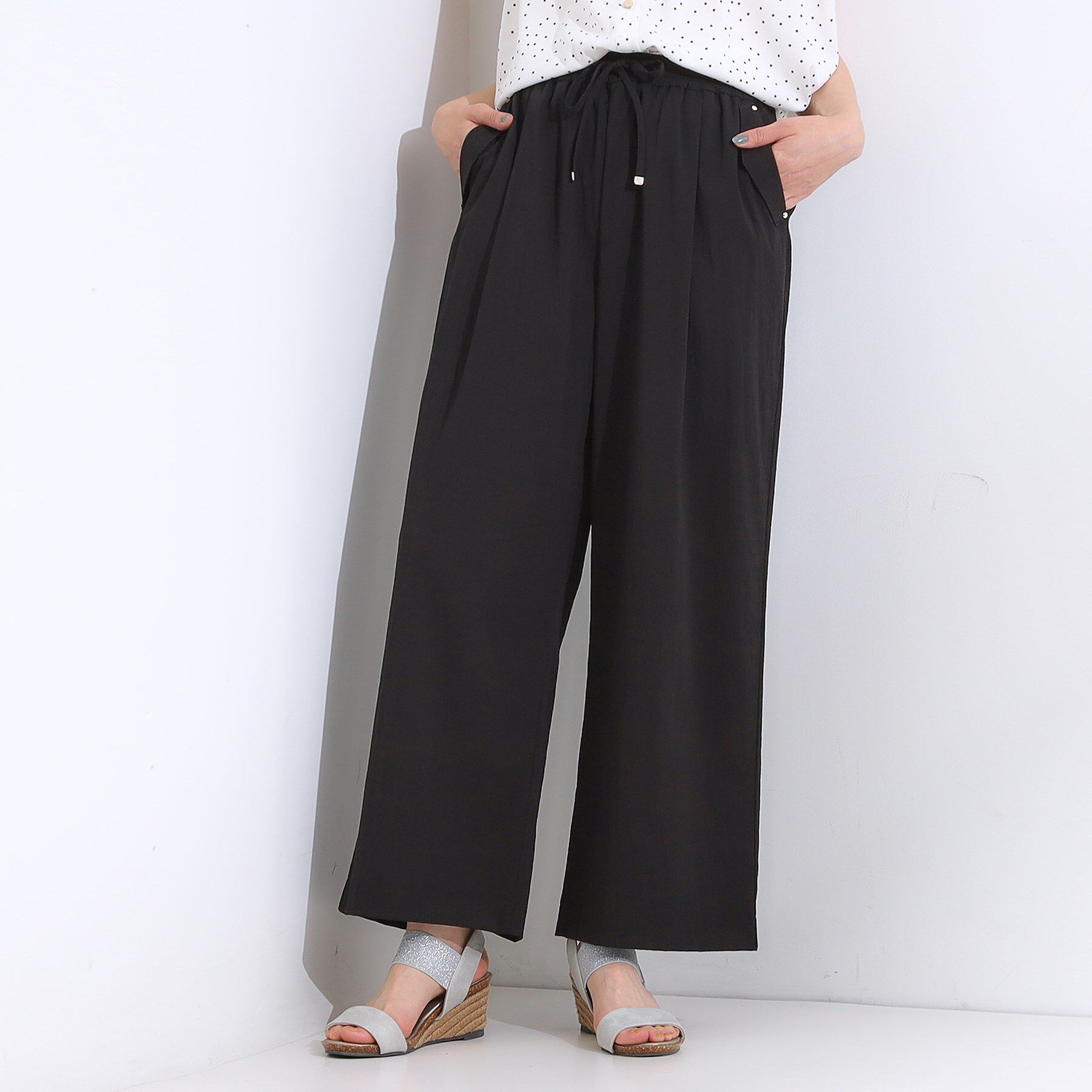 SHOO･LA･RUE「【着丈選べる/S-LL】触れる度ひんやり ゆるきれい イージーワイドパンツ」|その他|