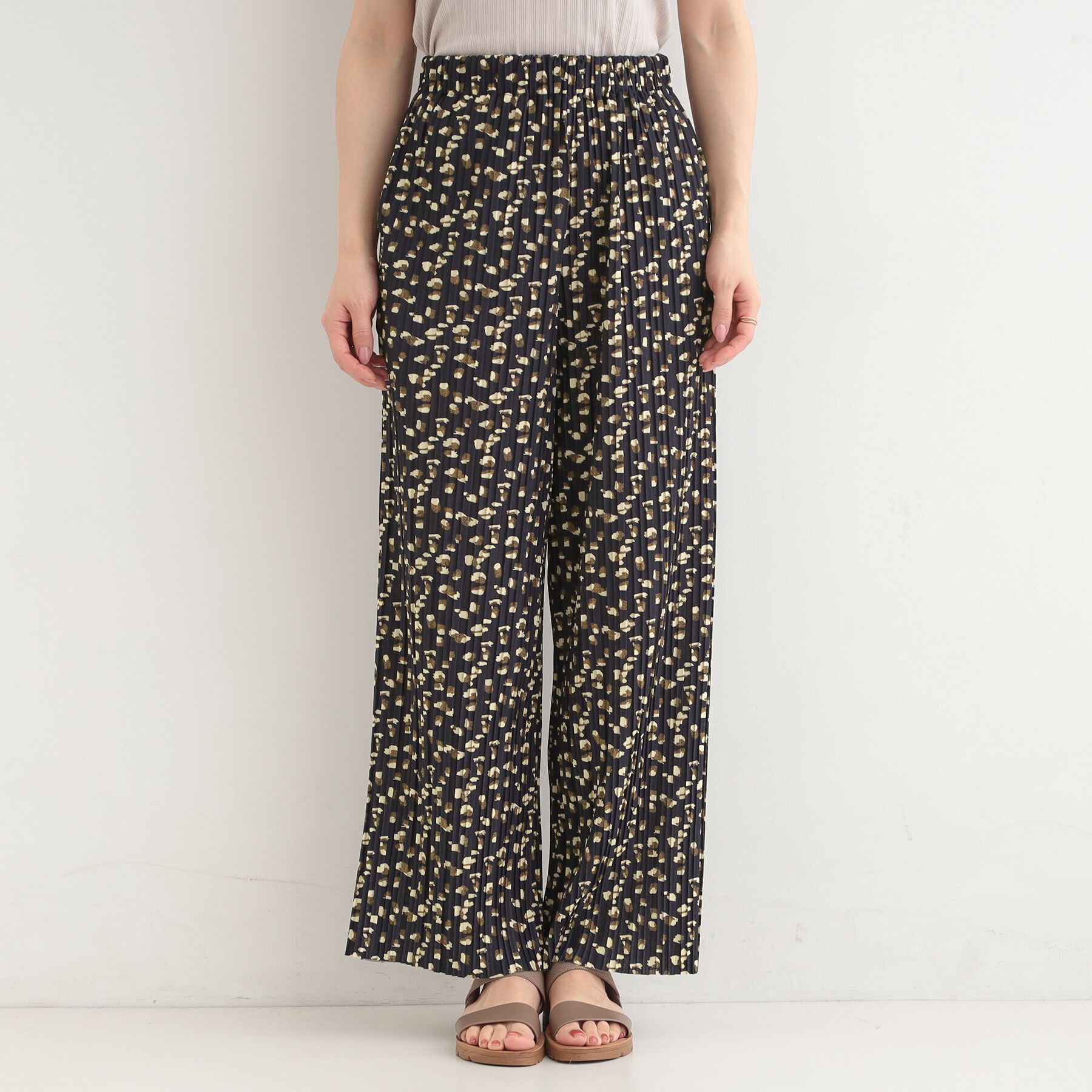 SHOO･LA･RUE「【S-LL/柄が選べる】ウエストゴムでらくちん 大人プリーツイージーパンツ」|その他|