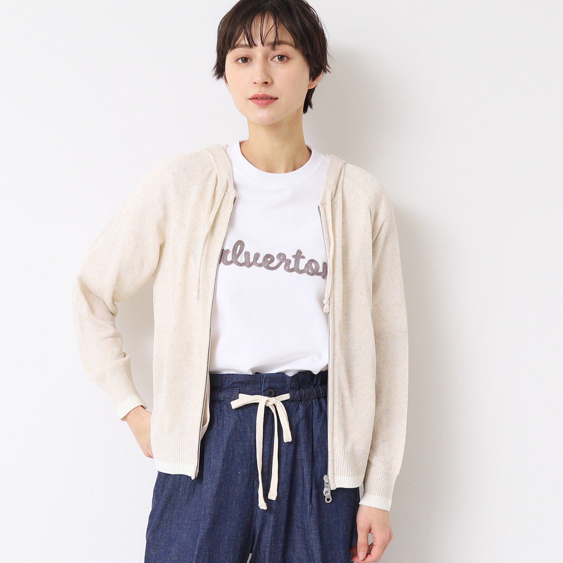 Dessin「【洗える】フーデッドカーディガン（S～L）」|カーディガン|グレージュ(050)