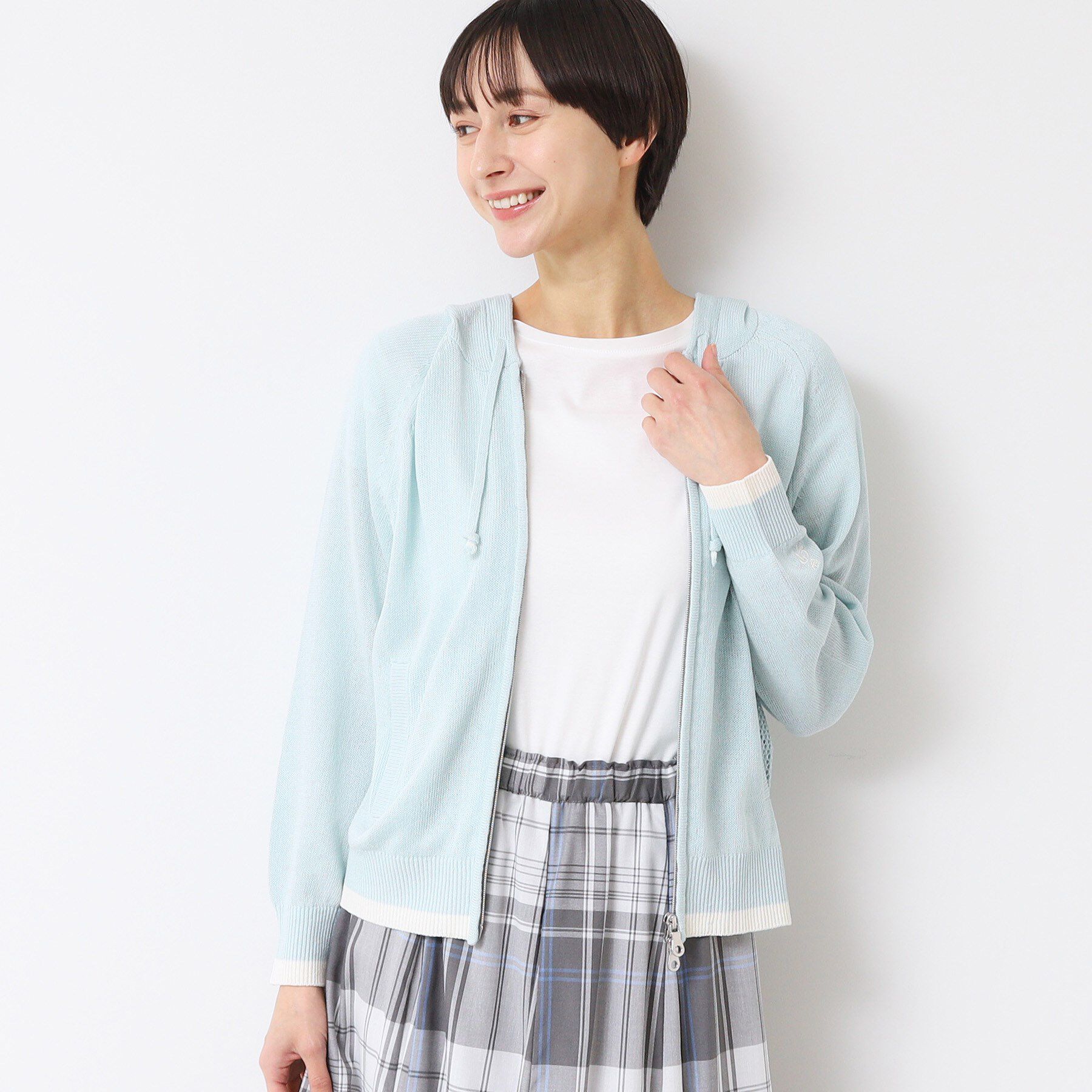 Dessin「【洗える】フーデッドカーディガン（S～L）」|カーディガン|サックスブルー(09